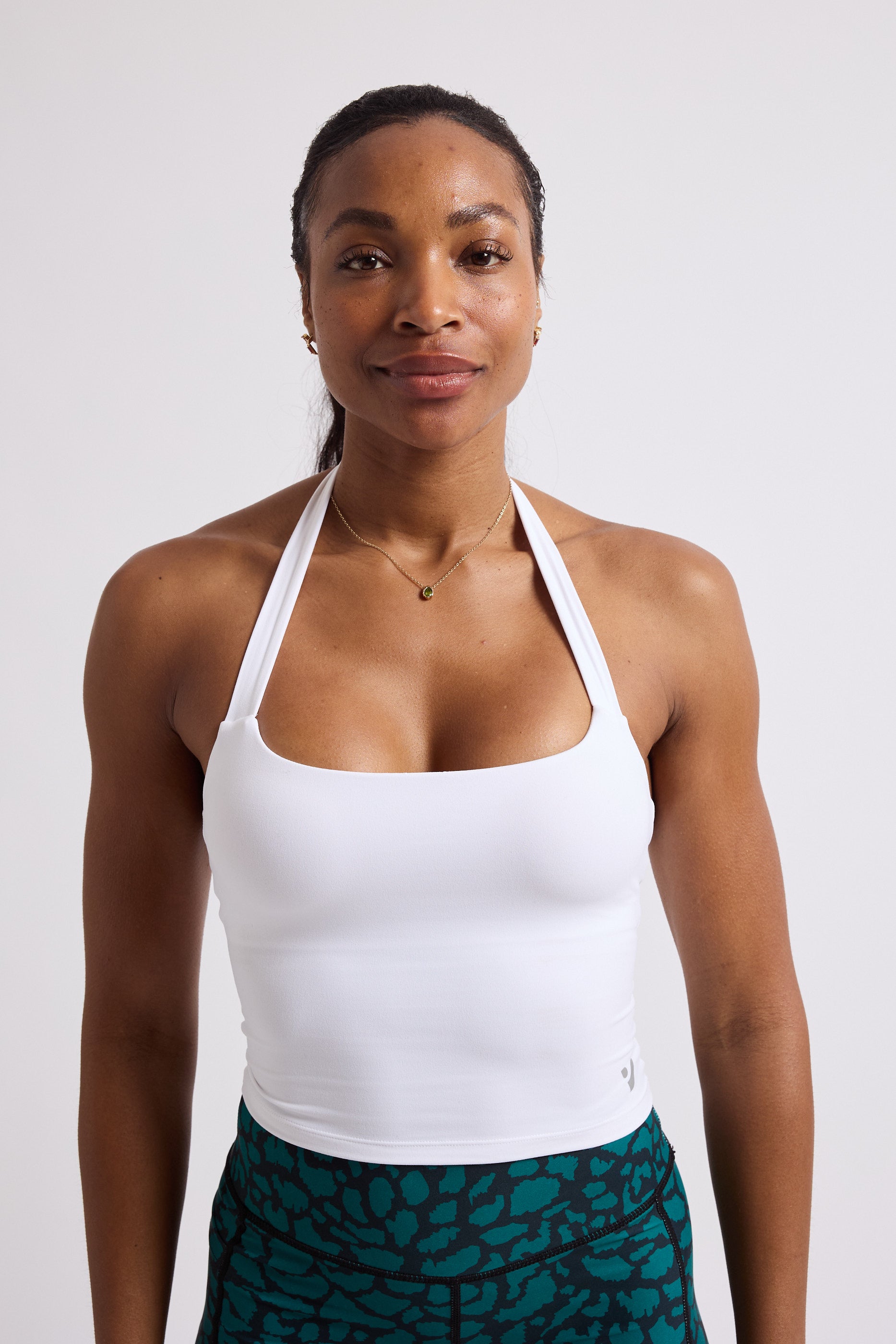 High Support Halter Neck Sports Bra for Women - Breathable Workout Top for Running, Yoga & Gym - White
