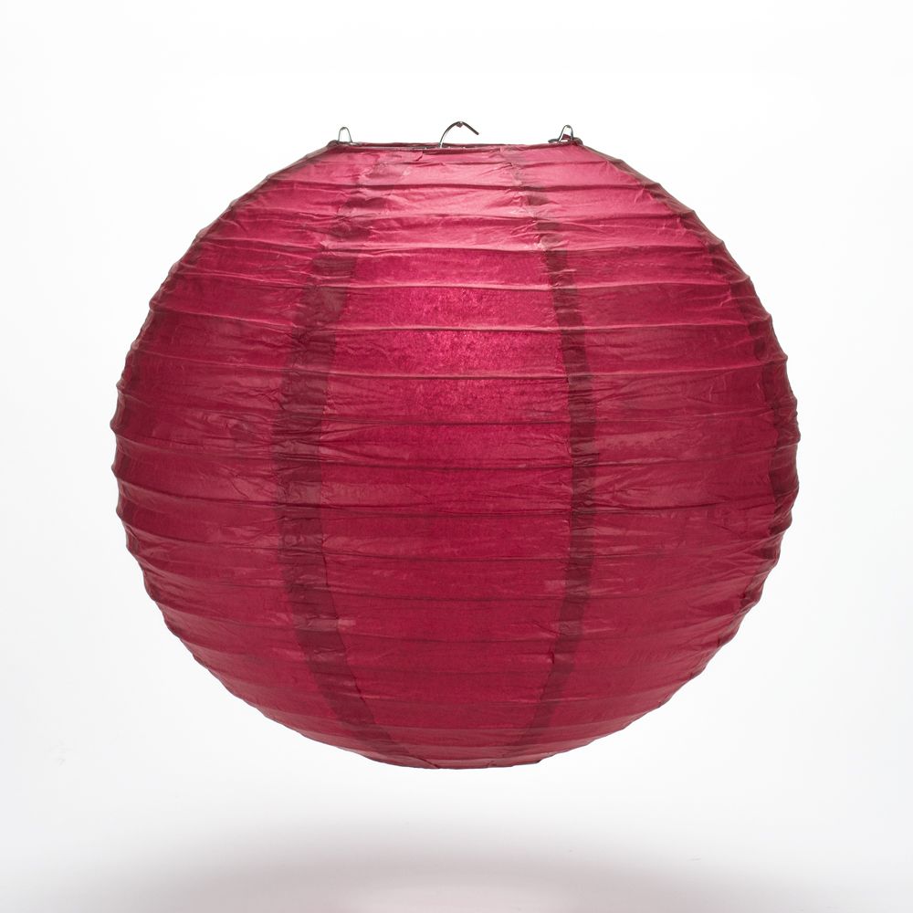 10 Pack Velvet Red Round Paper Lanterns with Even Ribbing - Chinese Hanging Wedding & Party Decorations for Indoor/Outdoor Events, Festivals, and Home Decor