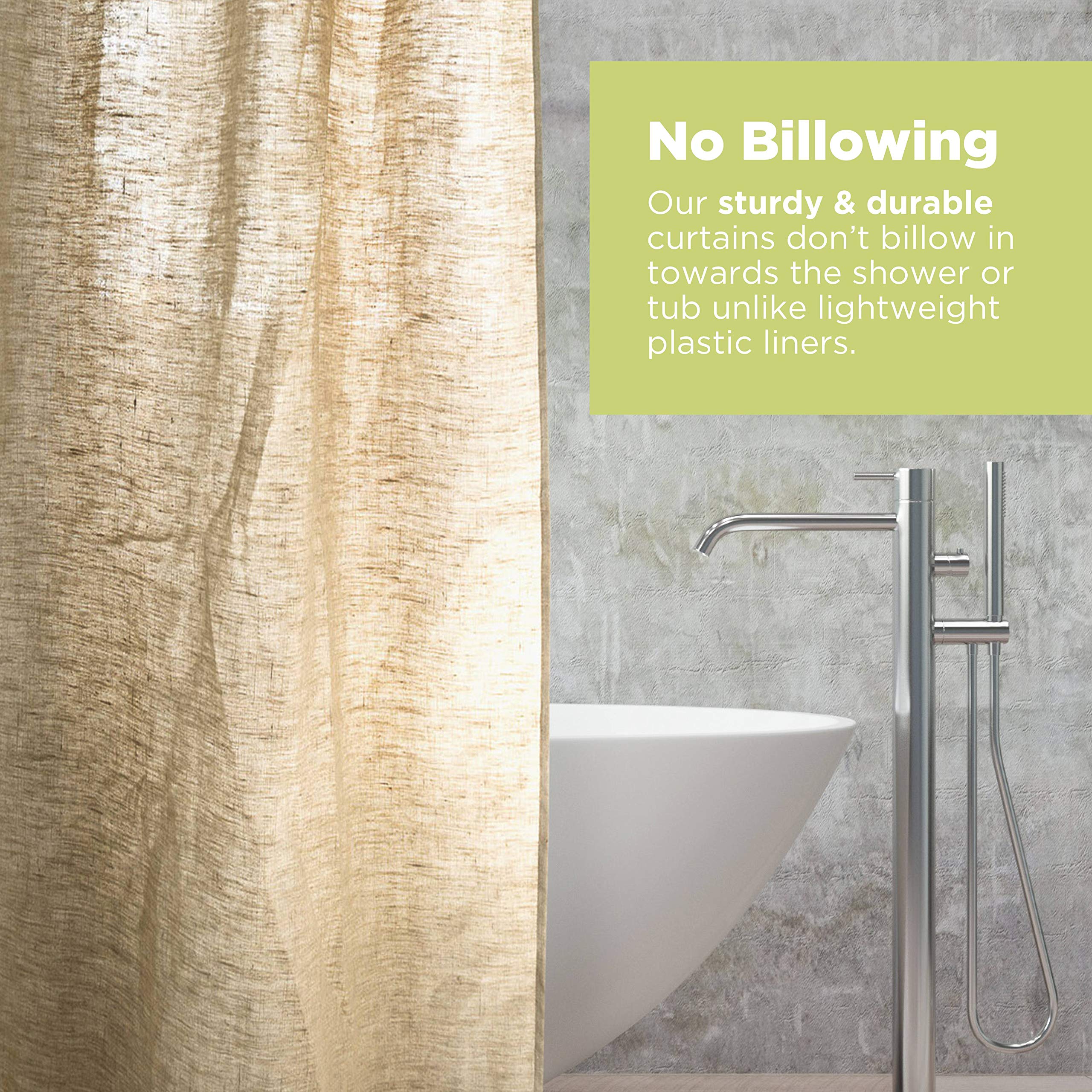Organic Hemp Shower Curtain 36x74 Inches - Natural Bathroom Decor for Tub & Stall Showers | Eco-Friendly, Breathable & Mold Resistant | USA Made Home Spa & Coastal Style Bath Essentials