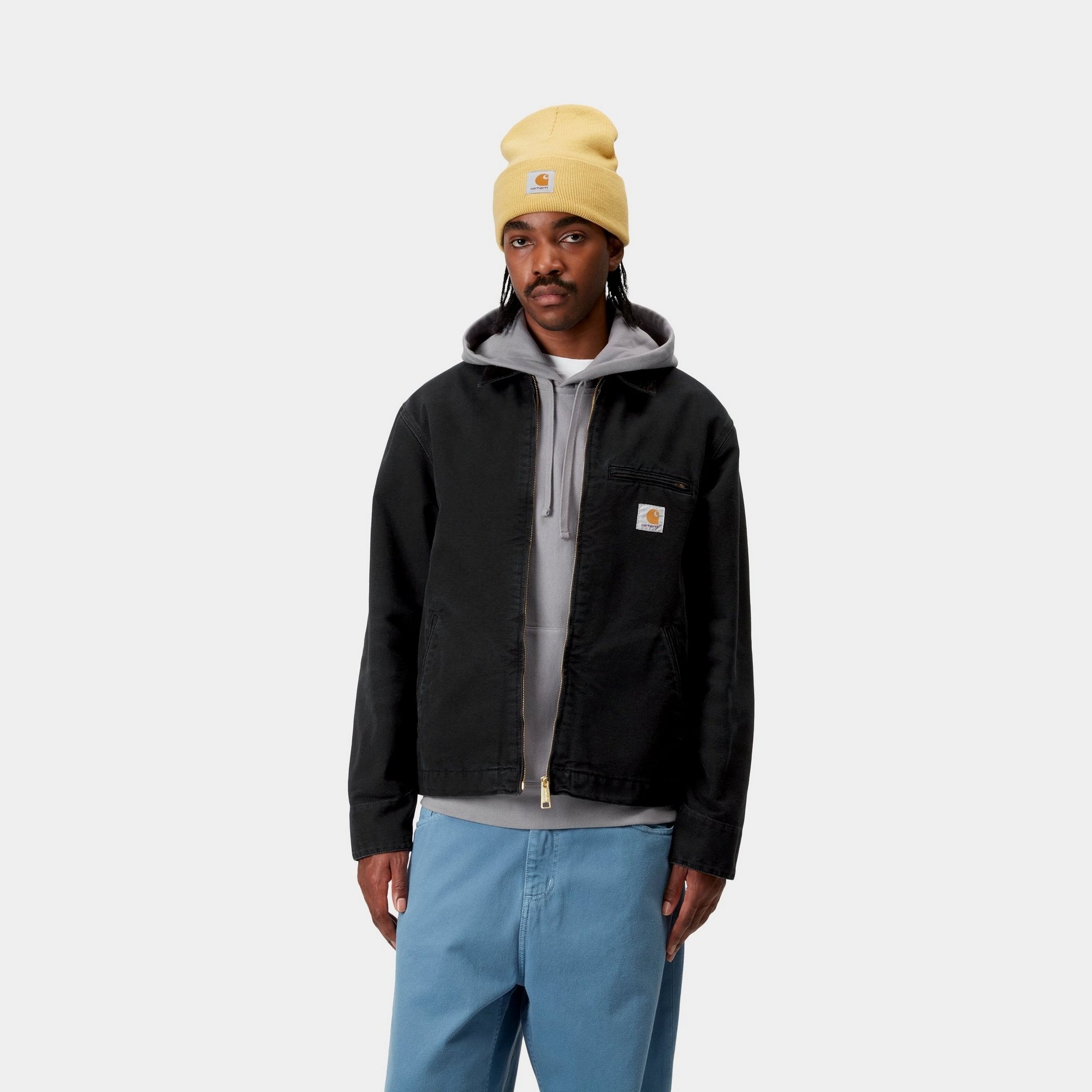 Men's Detroit Jacket - Stone Canvas Spring Jacket for Men | Black Water-Resistant Workwear for Outdoor & Casual Wear