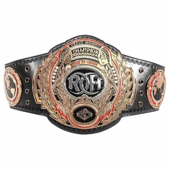 Authentic Replica ROH Championship Belt - Ring of Honor Wrestling Title Belt for Adults with Metal Plates & Storage Bag - Perfect for Cosplay, Collecting, and Wrestling Fan Gifts