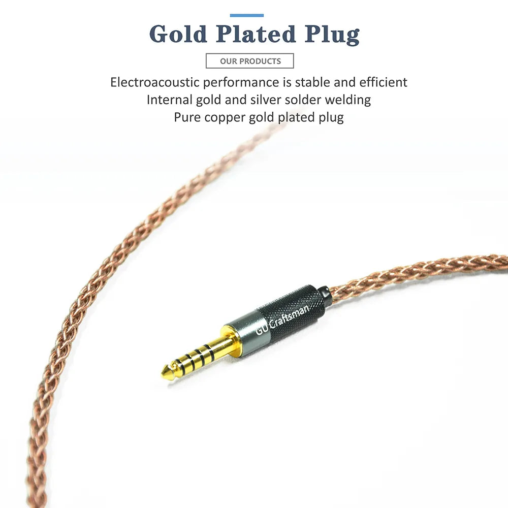 Premium GUCraftsman 6N Single Crystal Copper Audiophile Headphone Cable - Compatible with Westone W40 W60 W80, AMpro10 AMpro20 AMpro30, UM30PRO UM50 UM50PRO - Perfect for Studio Monitoring & Hi-Fi Music Listening
