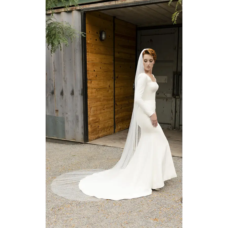 Cathedral Bridal Veil V2296C - Elegant Long Wedding Veil for Bride | Perfect for Church Ceremonies & Formal Weddings