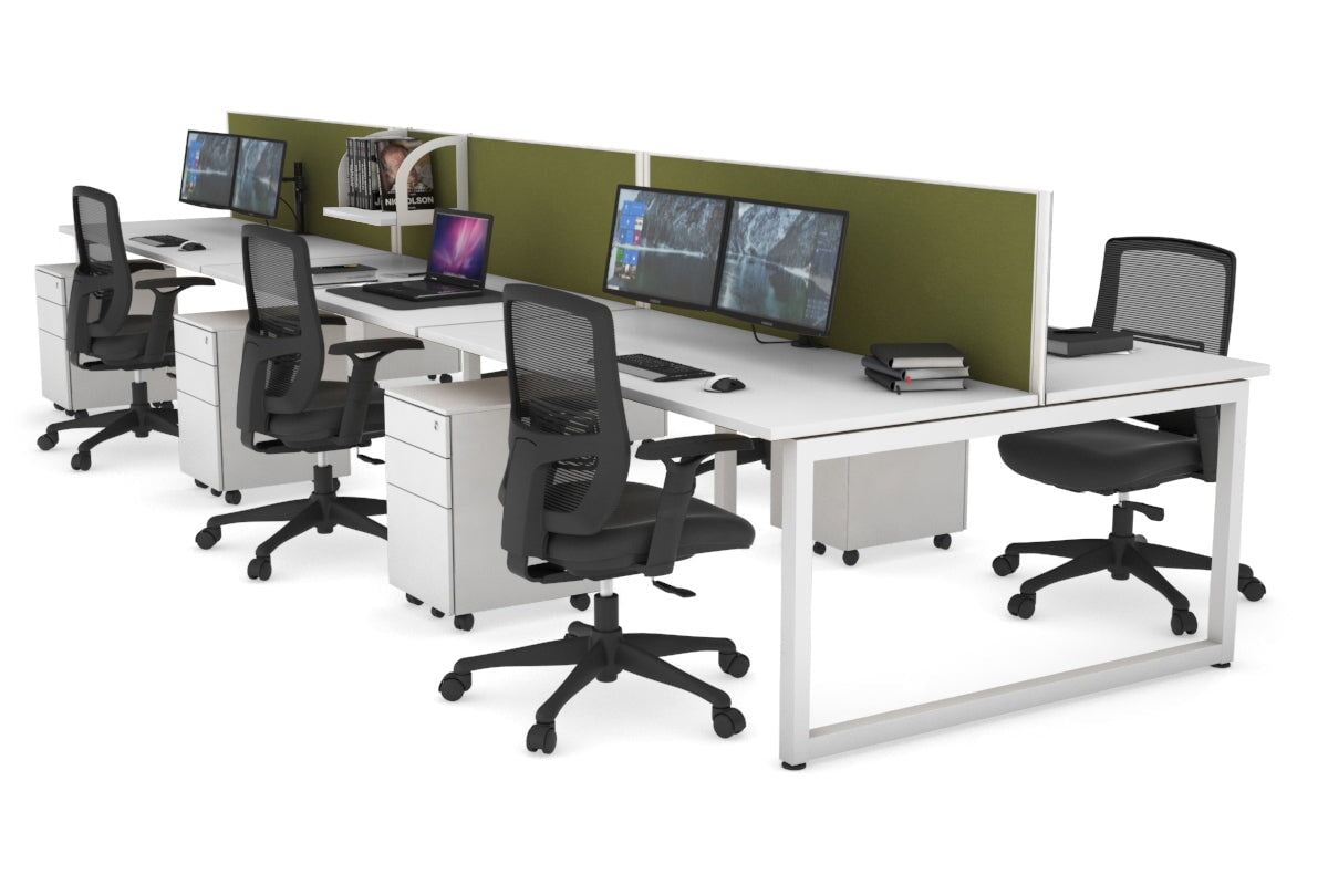 Quadro Loop Legs 6-Person Office Workstation Desk [1800L x 700W] - Modern Collaborative Workspace Solution for Team Projects & Open Office Layouts