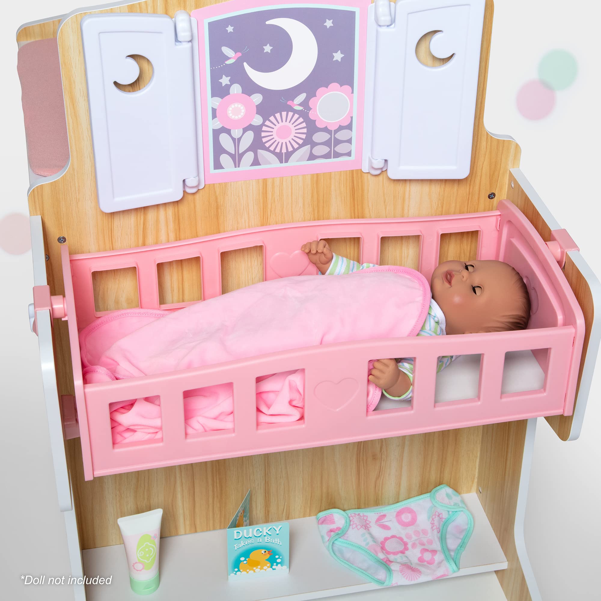 Melissa & Doug Wooden Baby Care Center Playset with Accessories - Pretend Play Toy for Toddlers & Kids - Perfect for Role Play, Learning & Nursery Decor