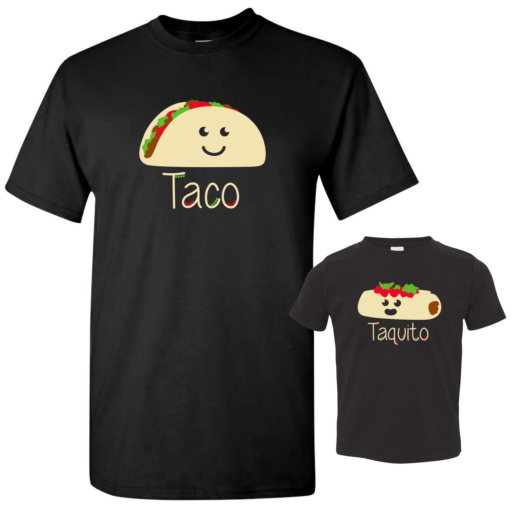 UGP Campus Apparel Taco & Taquito Matching Family T-Shirts - Adult & Toddler Bundle Set | Fun Mexican Food Themed Outfits for Family Events, Parties & Casual Wear