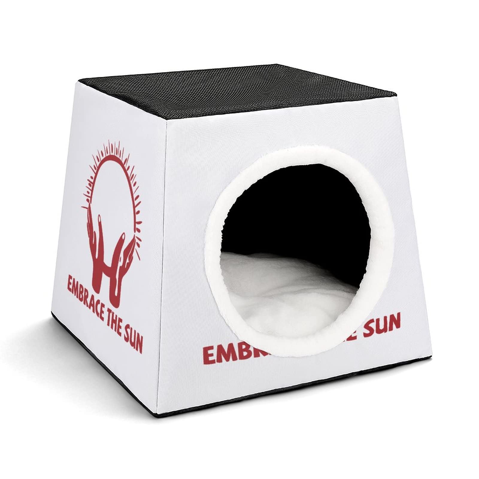 Custom Printed Cat House & Indoor Pet Bed - Cozy Cat Cube Condo with Sunbathing Spot for Kittens & Cats - Perfect for Living Room, Bedroom & Home Decor
