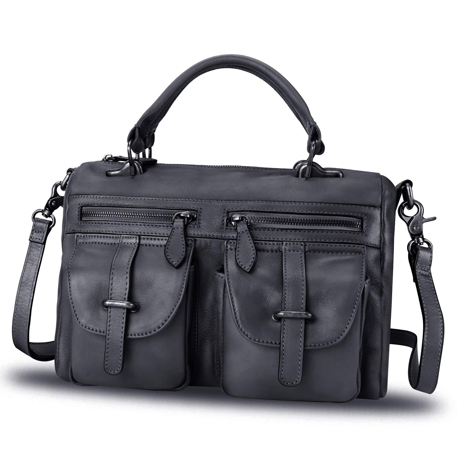 Genuine Leather Handbag for Women - Vintage Top Handle Satchel Purse with Adjustable Shoulder Strap | Perfect for Work, Travel & Everyday Use