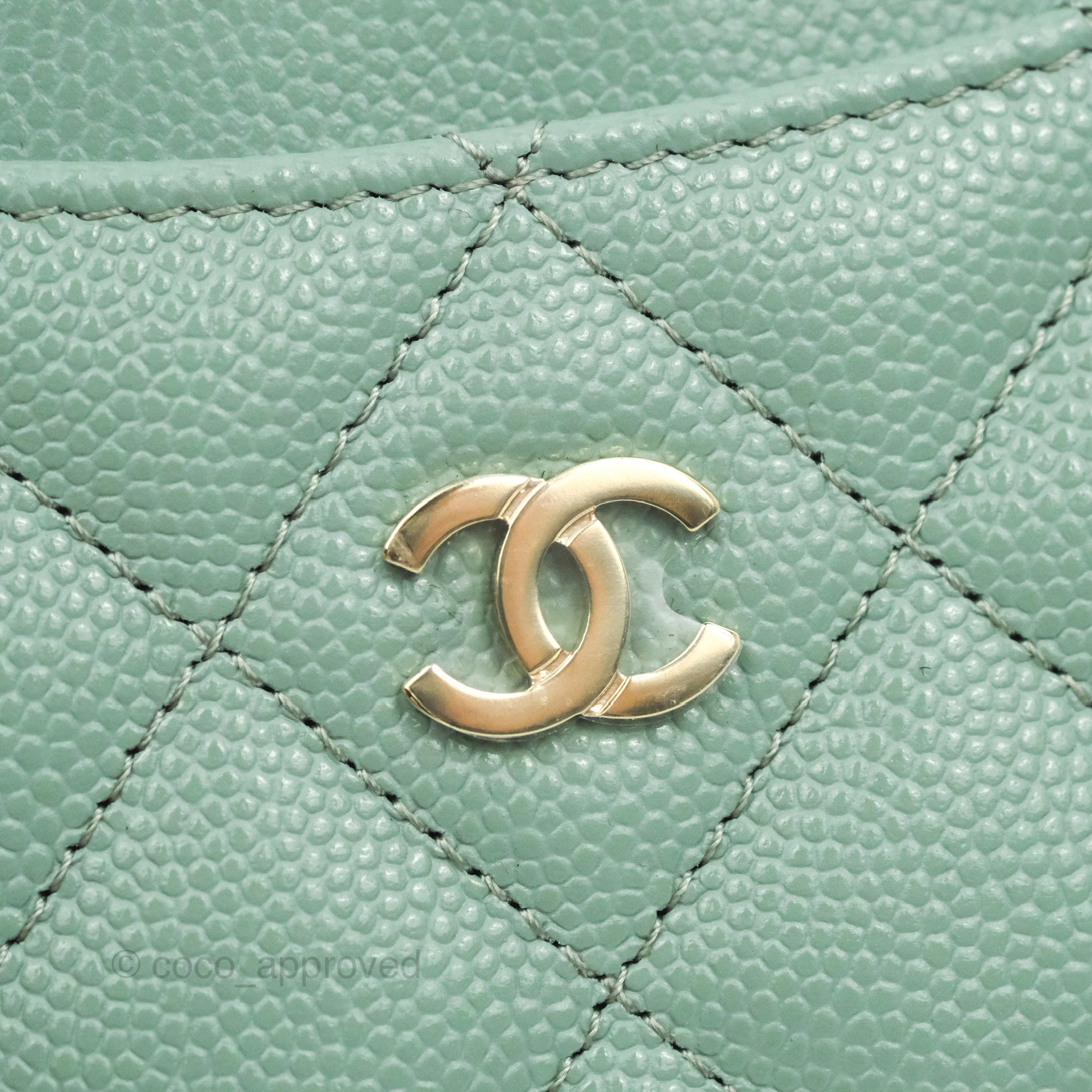 Chanel Classic Flat Card Holder in Tiffany Blue - Caviar Leather with Gold Hardware | Perfect for Everyday Use & Gift Giving