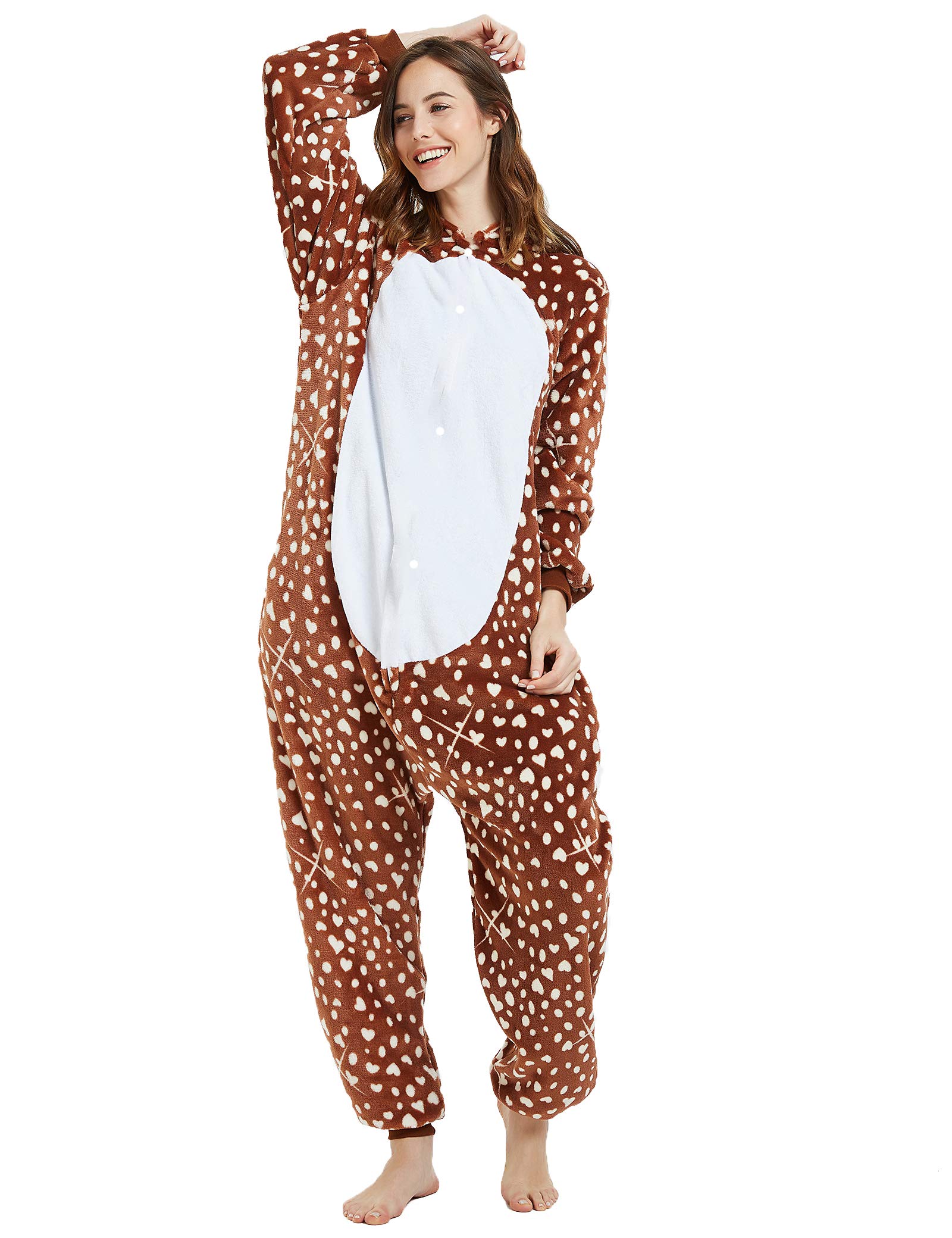 Women's Reindeer Onesie Pajamas - Soft Adult Deer Costume for Christmas, Halloween & Cosplay | Warm Winter Sleepwear & Loungewear for Women