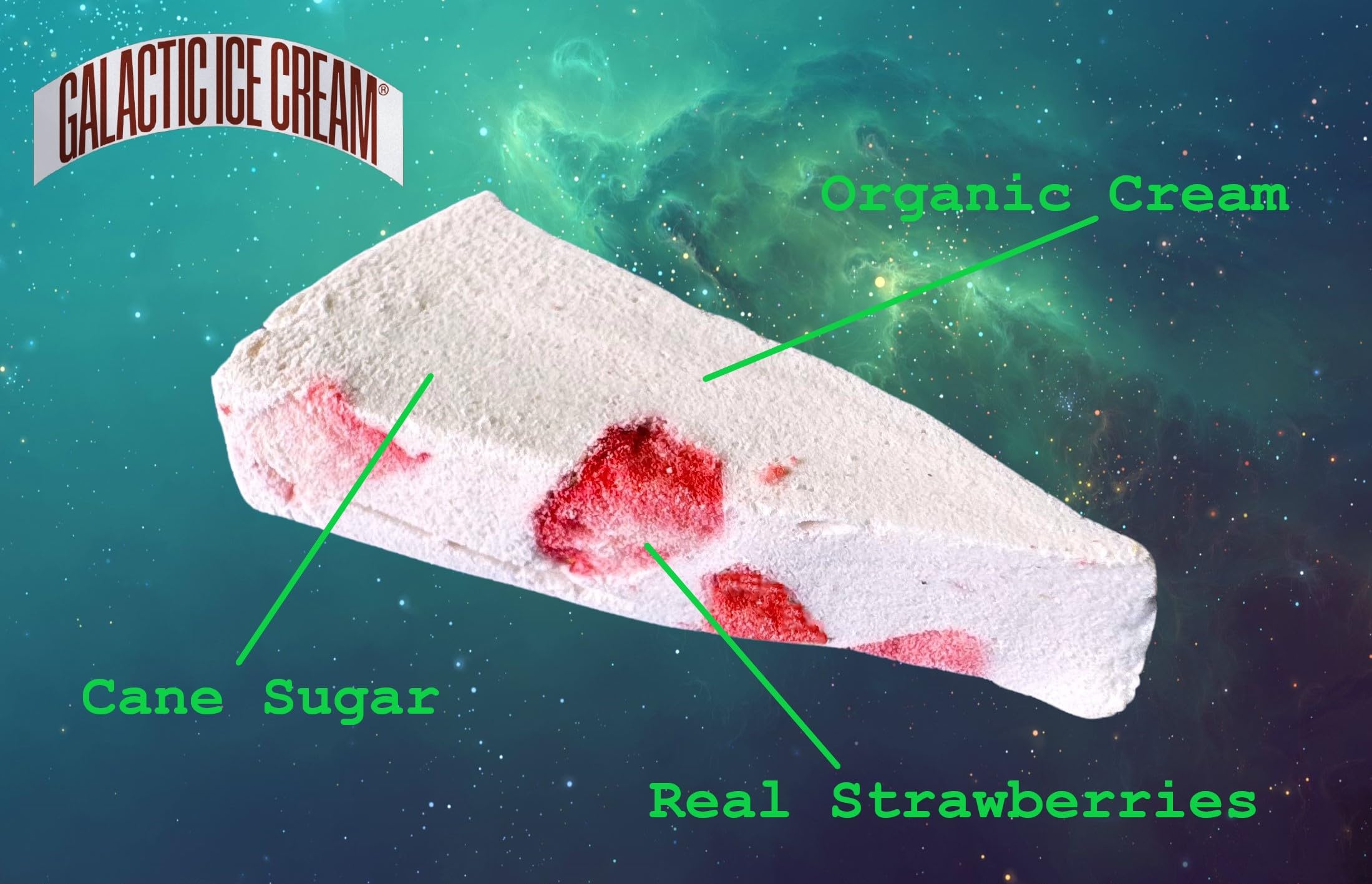 Freeze Dried Ice Cream - Gourmet Artisan Crafted Space Food with Vanilla, Chocolate, Strawberry, Cookie Dough & Salted Caramel Flavors - Made with Simple Ingredients - Perfect for Camping, Hiking & Space-Themed Parties - Galactic Freeze Dried Ice Cream (Farmer Strawberry)