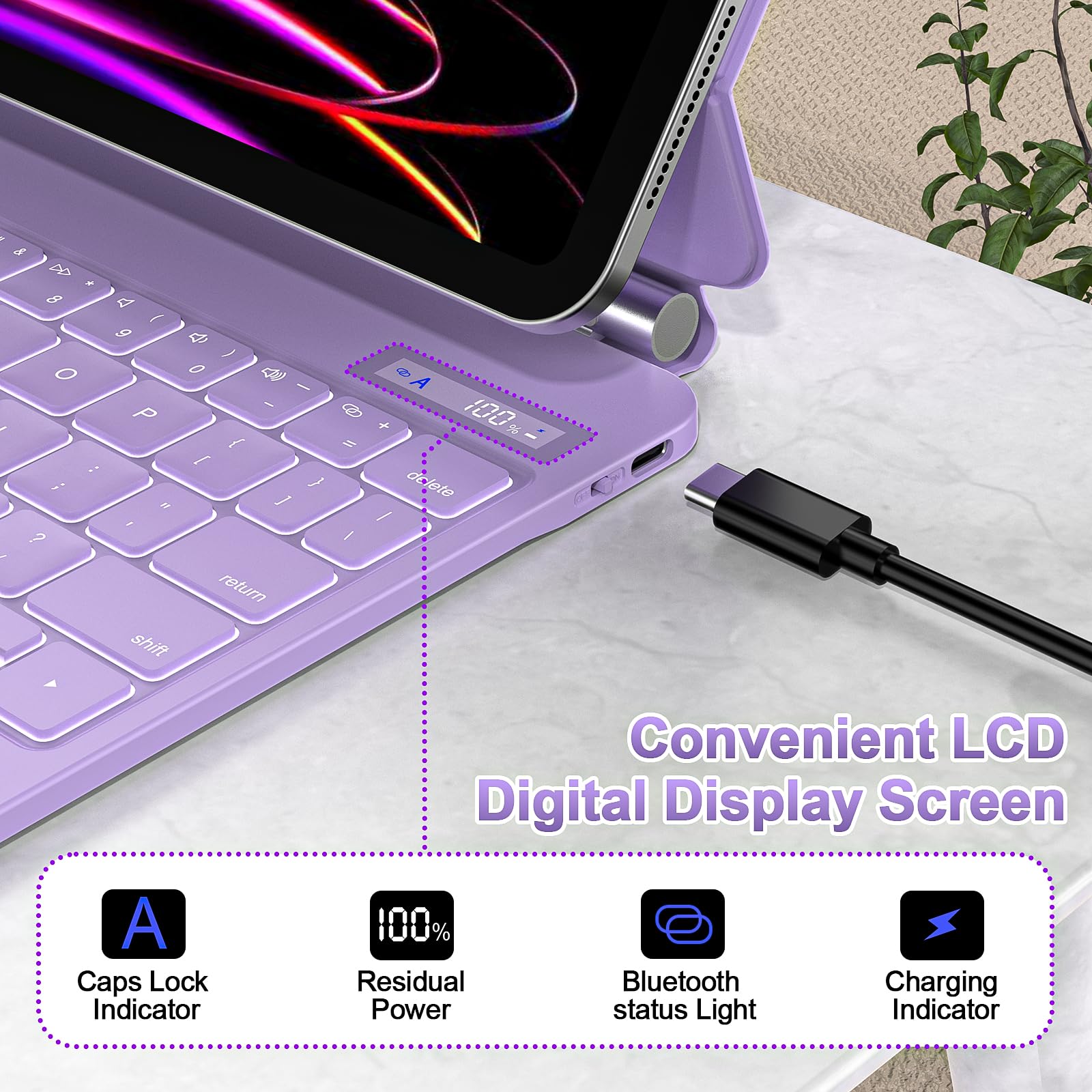 Magnetic Floating Keyboard for iPad Air 11-inch (M2) 2024 & iPad Pro 11 inch (4th/3rd/2nd/1st Gen) - 7-Color Backlit with Click-Anywhere Trackpad - Compatible with iPad Air 5th/4th Gen 10.9