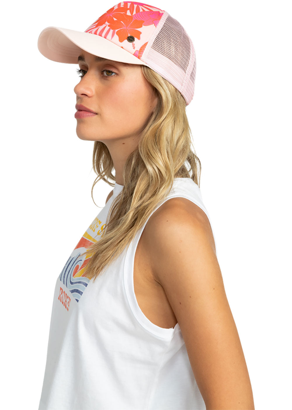 Roxy Women's Hibiscus Print Baseball Cap - Stylish Sun Hat for Beach, Running & Outdoor Activities