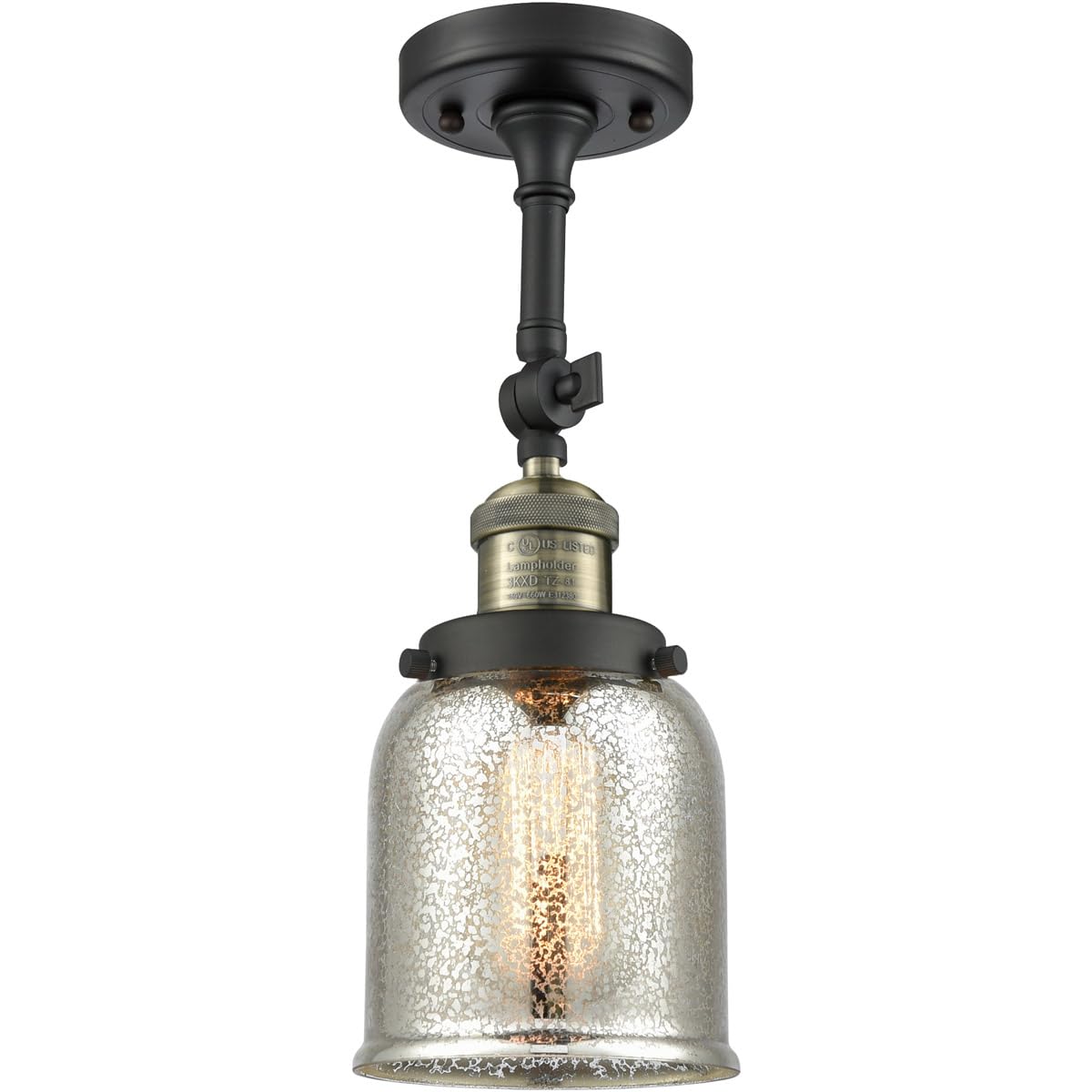 Innovations INNO201F-BAB-G58-LED Semi-Flush Mount Ceiling Light Fixture - Black Antique Brass Finish, Energy Efficient LED Lighting for Bedroom, Hallway, Kitchen & Dining Room