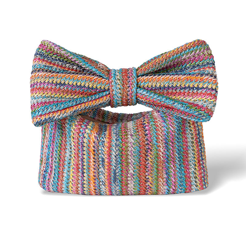 Stylish Straw Bow Design Handbag - Fashionable Clutch & Underarm Tote Bag for Women | Perfect for Beach Outings, Summer Parties & Casual Day Trips
