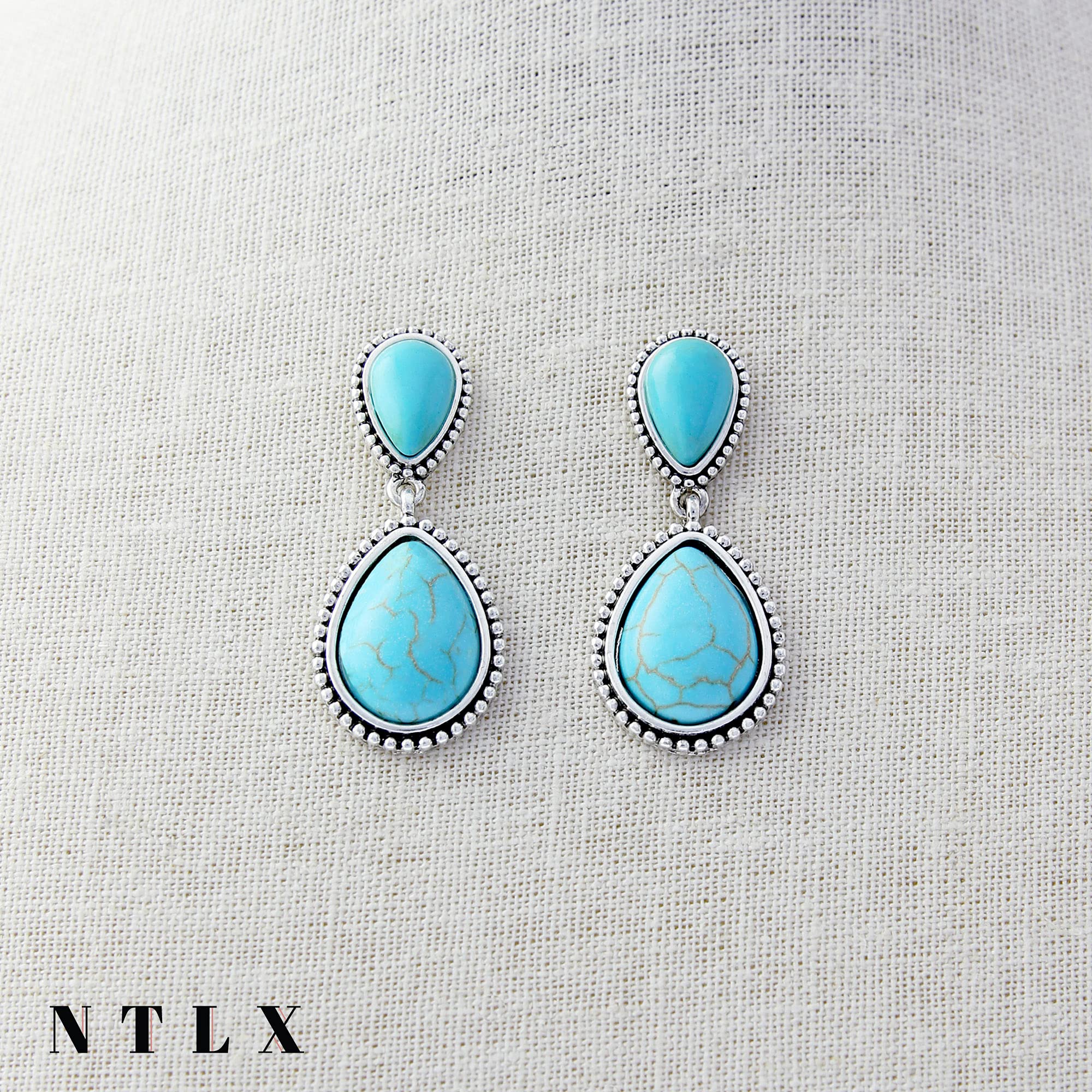 Boho Turquoise Earrings for Women - Handmade Natural Stone Jewelry, USA Designed Stud Earrings | Perfect for Boho Fashion, Casual Wear & Gift Giving