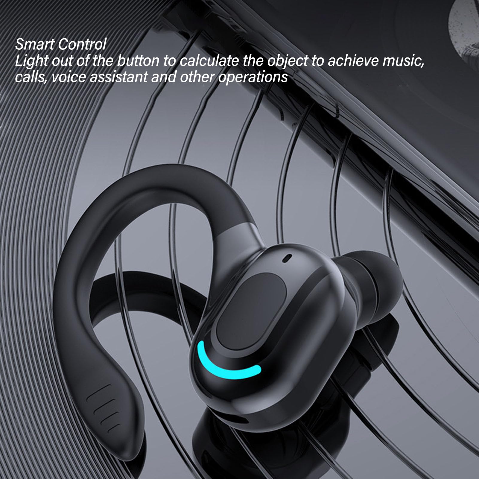 Yunseity 5.2 Bluetooth Headset with HD Calls & Noise Cancellation - Single Ear Business Headphone for Driving, Meetings, Phone Calls - Wireless Earpiece for Office, Commuting, Remote Work (Black)