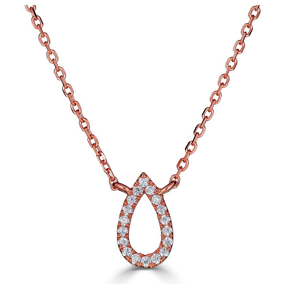 14KT Gold 1/20 CTW Diamond Pear Outline Pendant Necklace for Women - Elegant Jewelry Gift for Anniversary, Valentine's Day & Special Occasions