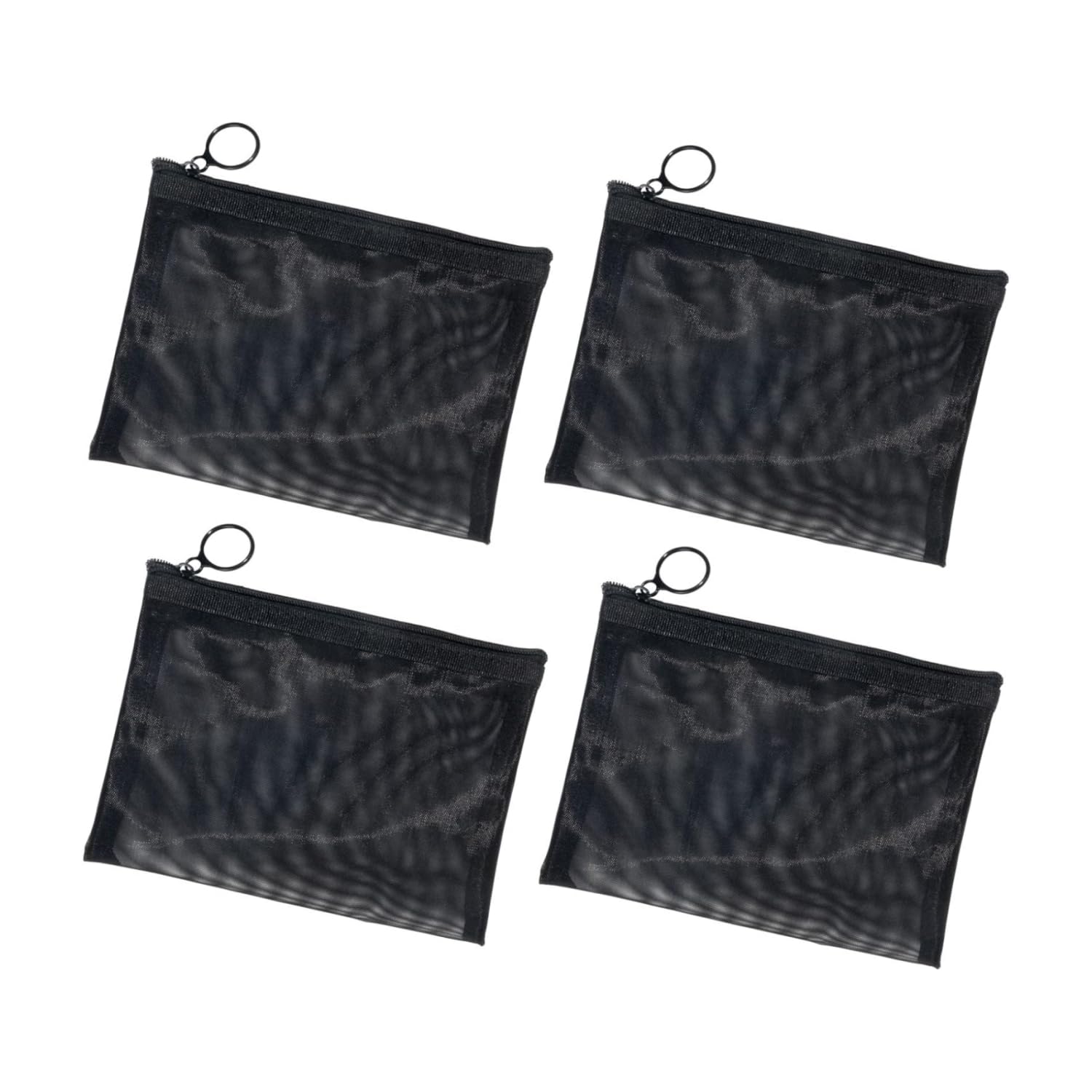 NEOUTH Mini Toiletry Bag Set - 4 Pack Black Zippered Mesh Cosmetic Organizer for Travel, Makeup & Beauty Accessories Storage - Perfect for Gym, Vacation & Daily Essentials Organization