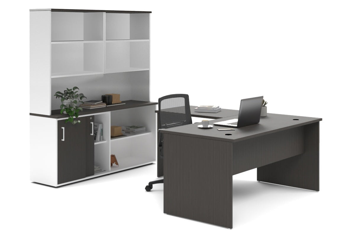 L-Shaped Executive Desk with Uniform Panel & White Carcass - 1600L x 1600W - Perfect for Home Office, Corporate Workspace & Modern Office Decor