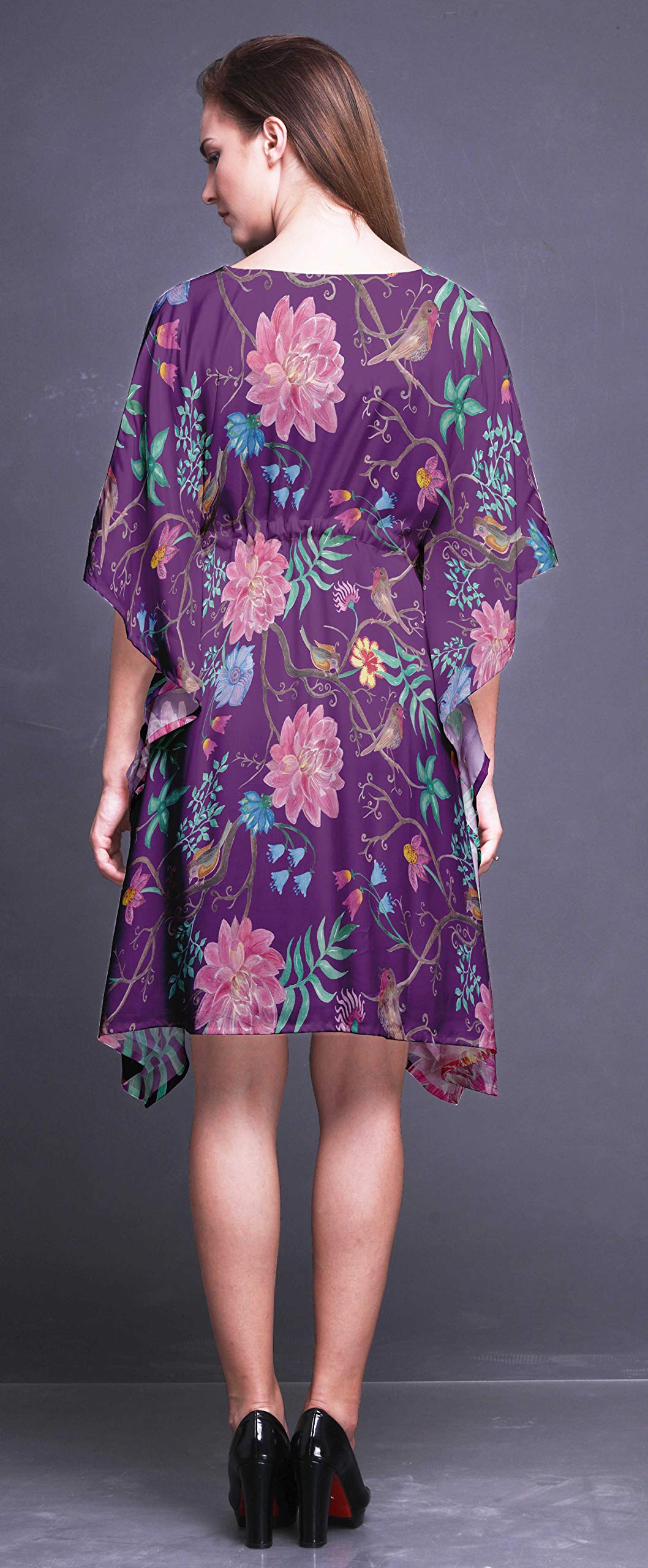 Bimba Women's Short Caftan Midi Dress - Beach Cover Up, Swimwear Wrap, Boho Kaftan for Poolside, Vacation & Summer Outfits