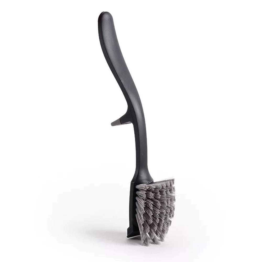 Guhao Kitchen Scrub Brush - Long Handle Pot & Pan Cleaning Brush for Sink, Dishes, Cookware - Durable Multi-Purpose Dish Brush (Black) - Perfect for Pots, Pans, Baking Sheets & Grill Cleaning