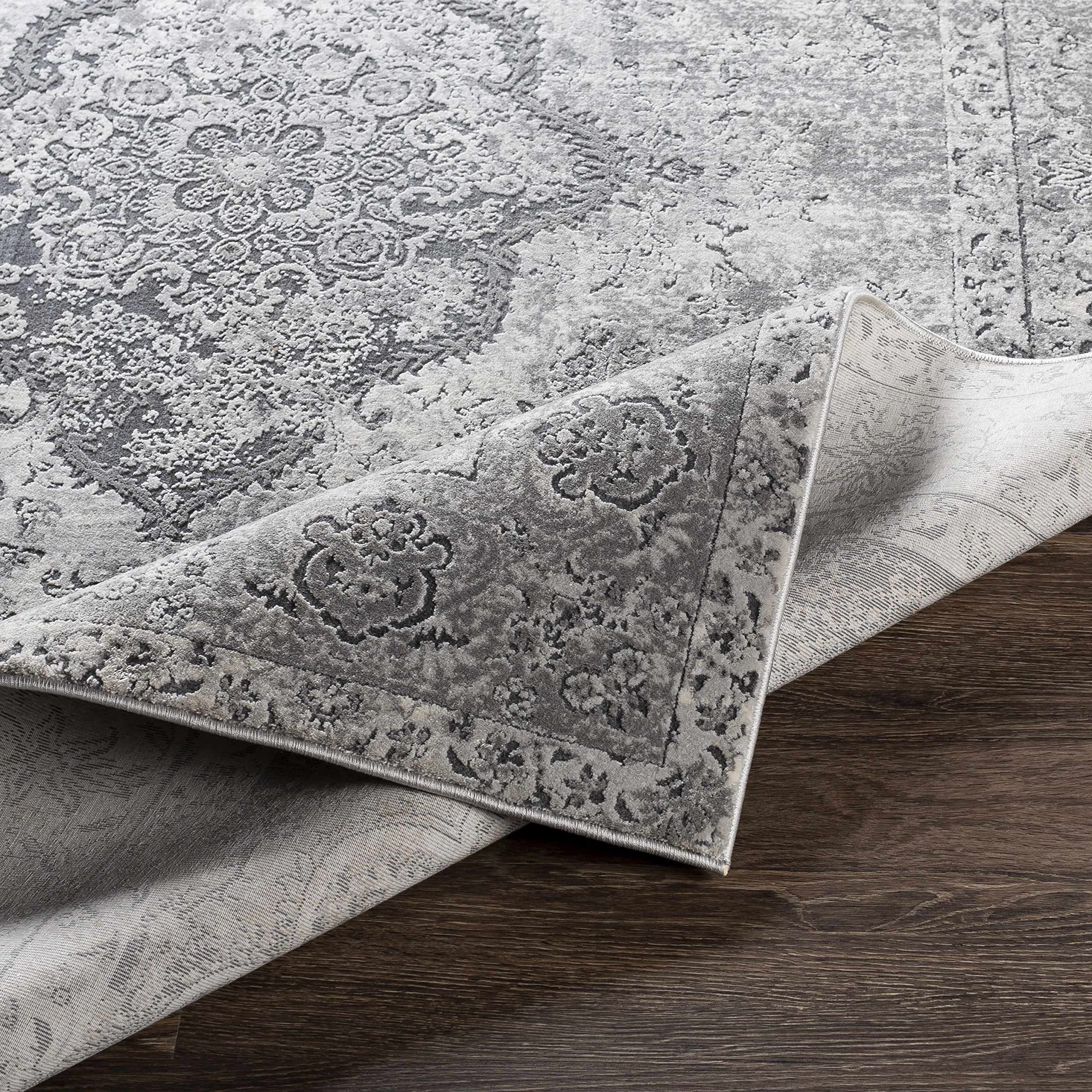 Hauteloom Bursledon Traditional Round Area Rug - Gray, Charcoal, Off White - 7'10