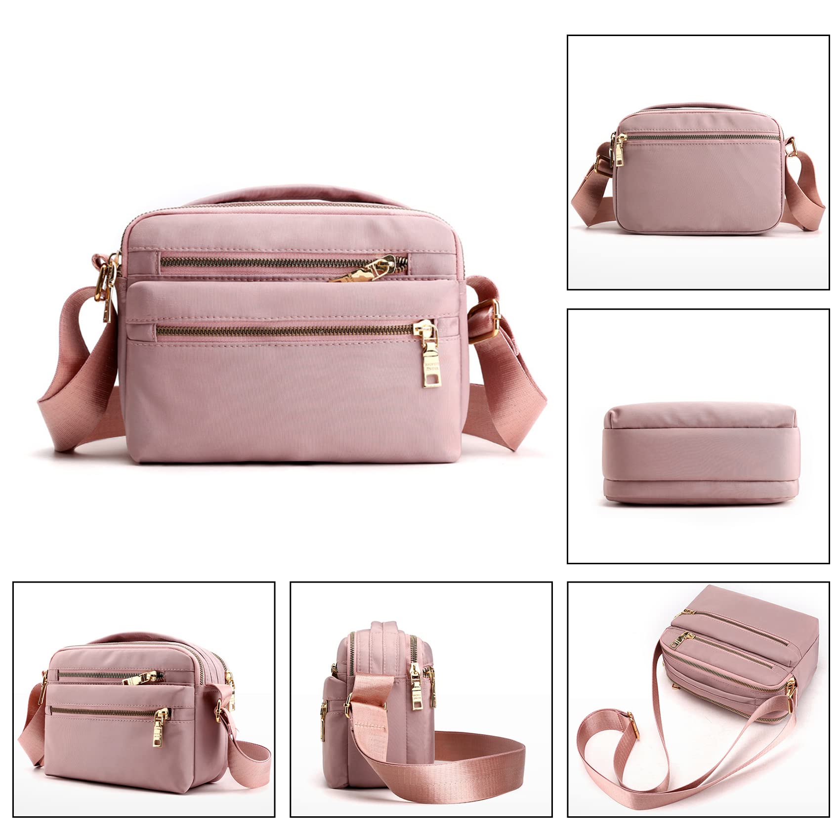 NOTAG Women's Crossbody Bag with Multi-Pocket Design - Waterproof Nylon Shoulder Purse & Top Handle Messenger Bag for Travel, Work & Daily Use