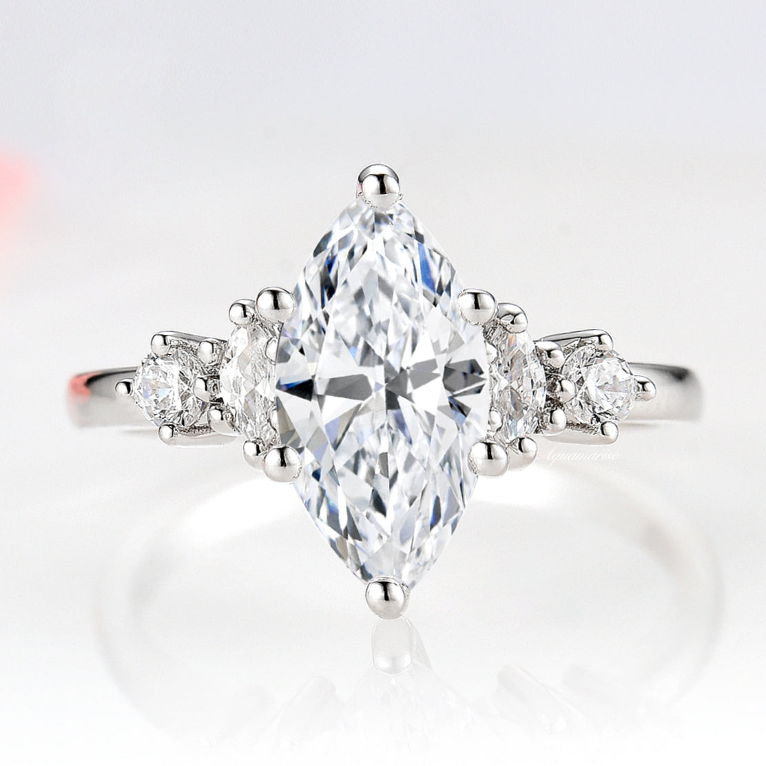 IGI Certified 14K White Gold Marquise Cut Lab Grown Diamond Engagement Ring for Wedding Proposal & Anniversary Gift