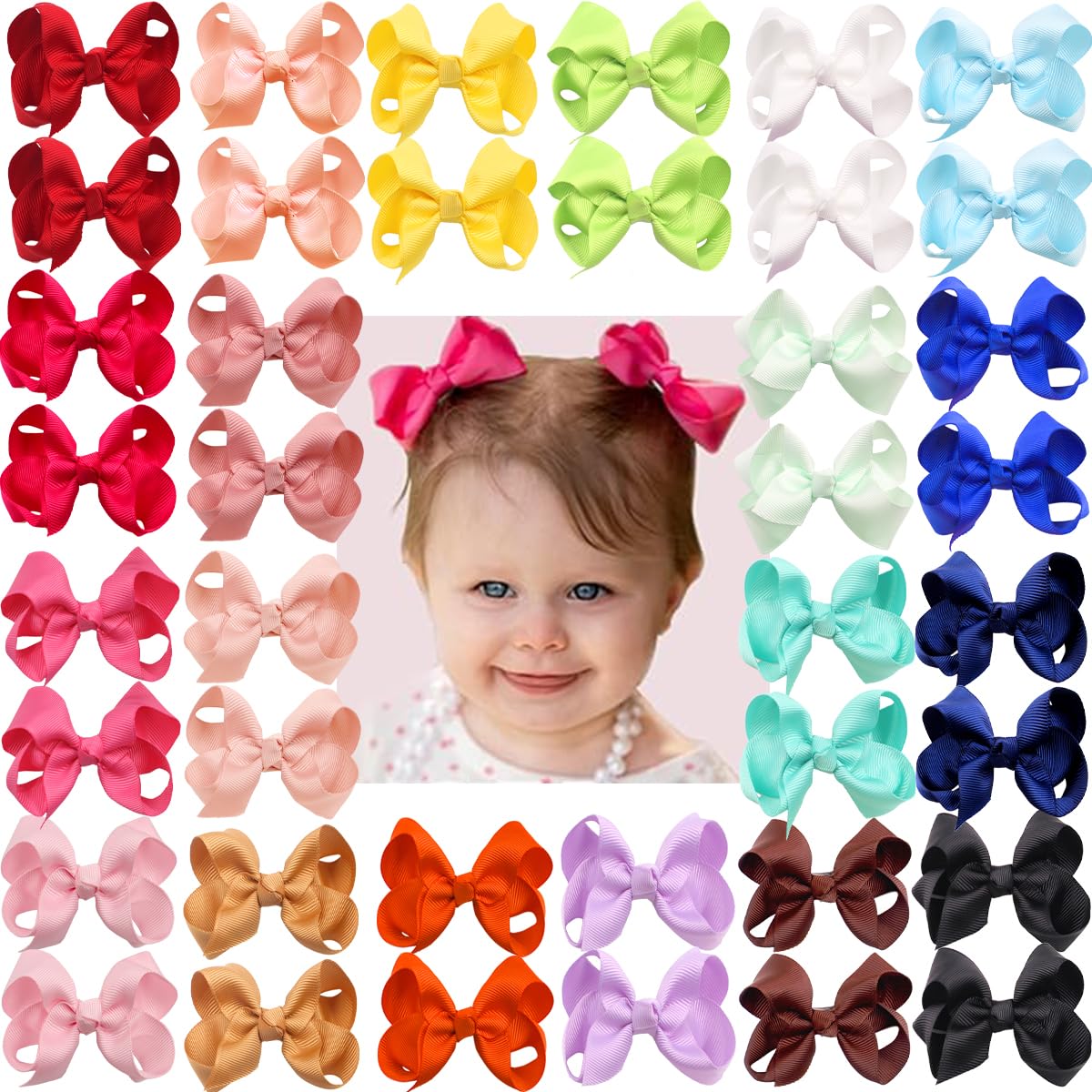 40pcs Girls Hair Bows Clips Set - Colorful Pigtail Cheer Alligator Hair Clips for Baby Toddlers & Kids | Perfect for School, Parties, and Daily Styling