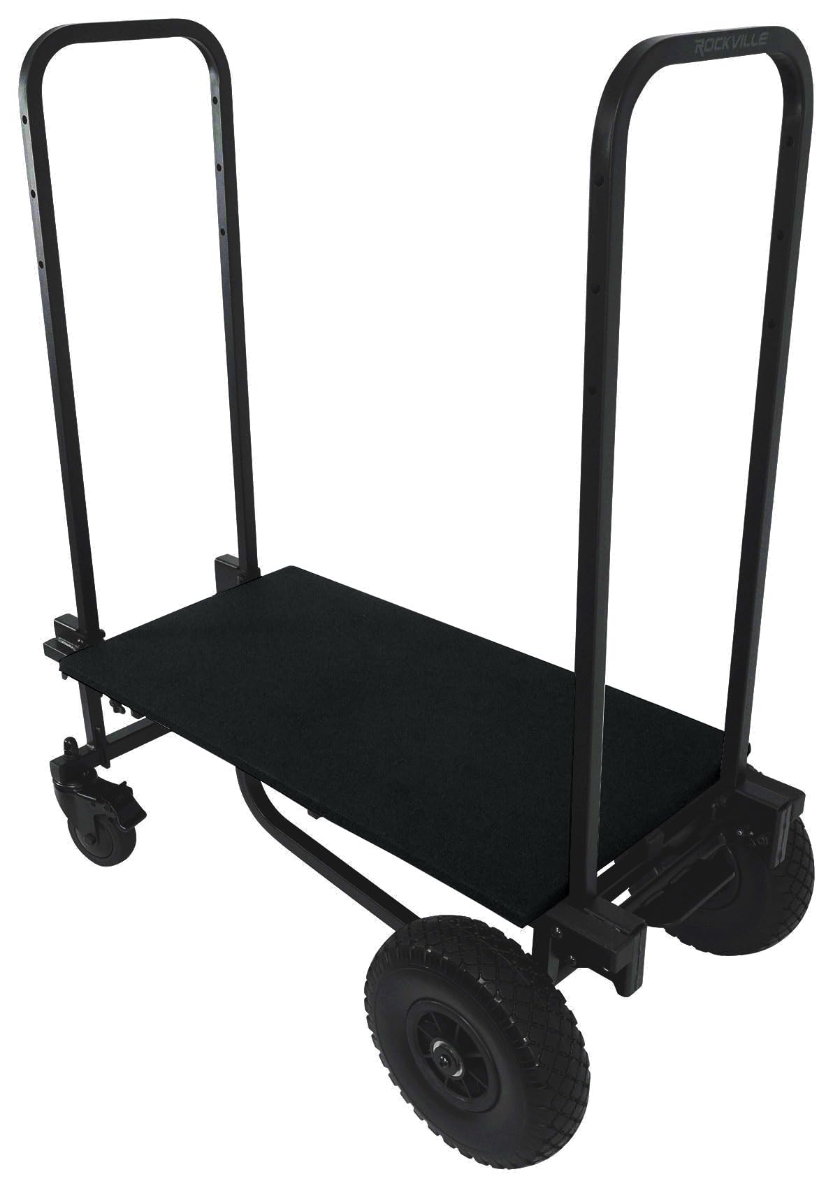 Rockville Rock CART Pro DJ Equipment Transport with Huge Wheels & Wooden Floor Accessory - Heavy Duty Off-Road Rolling Cart for DJs, Musicians & Event Professionals - Perfect for Stage Performances, Club Gigs & Outdoor Events
