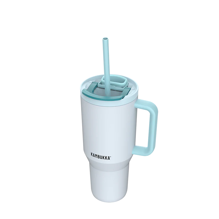 Rio 950ml Insulated Frosty Coconut Tumbler - Double Wall Vacuum Insulated Stainless Steel Cup for Iced Coffee, Smoothies & Cold Drinks - Perfect for Beach, Office & Travel