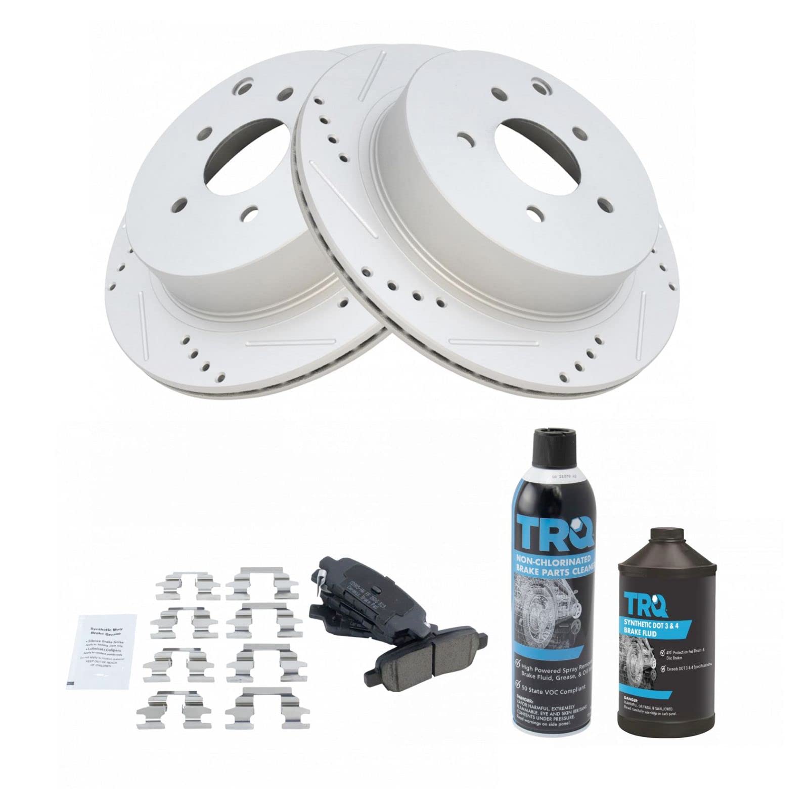 High-Performance Rear Ceramic Brake Pads & Coated Rotors Kit - Low Noise, Long-Lasting - Perfect for Daily Driving, Racing, and Heavy-Duty Vehicles