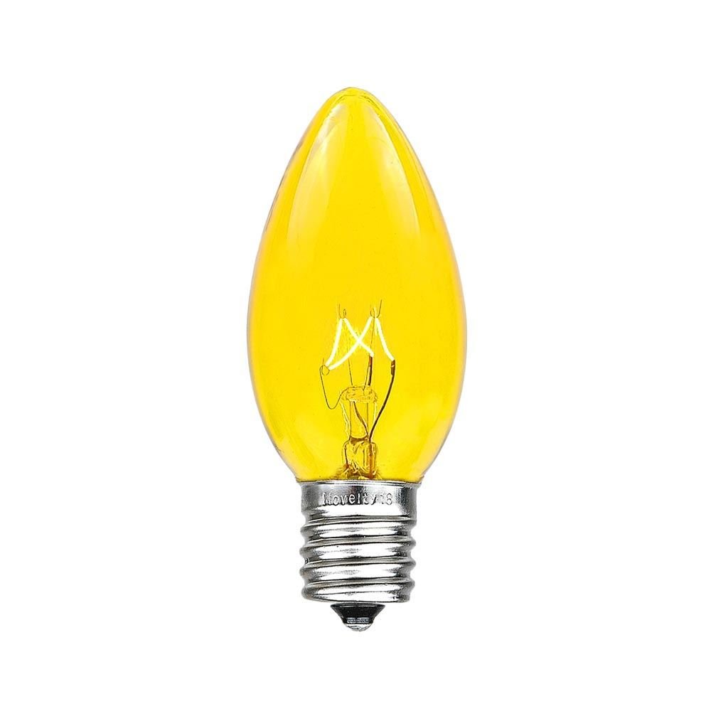 25 Pack Yellow C9/E17 Intermediate Base Christmas Replacement Bulbs - 7W Incandescent Indoor/Outdoor Lights for Holiday Trees, Displays & Decorations - Perfect for Xmas Tree Lighting, Yard Decor & Festive Home Decoration