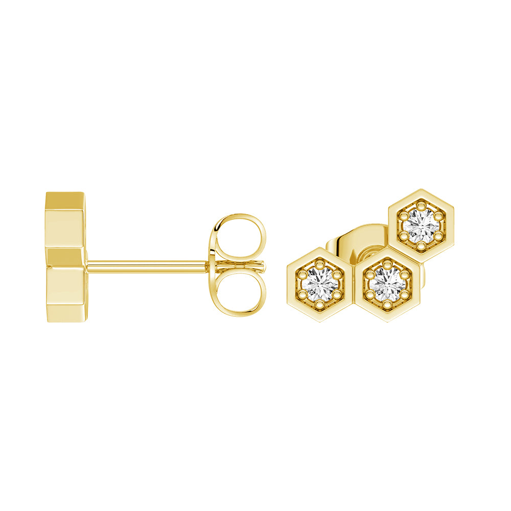 Lab Grown Diamond Honeycomb Hexagon Cluster Stud Earrings - Elegant Dainty Jewelry for Women, Perfect for Weddings, Parties & Everyday Wear