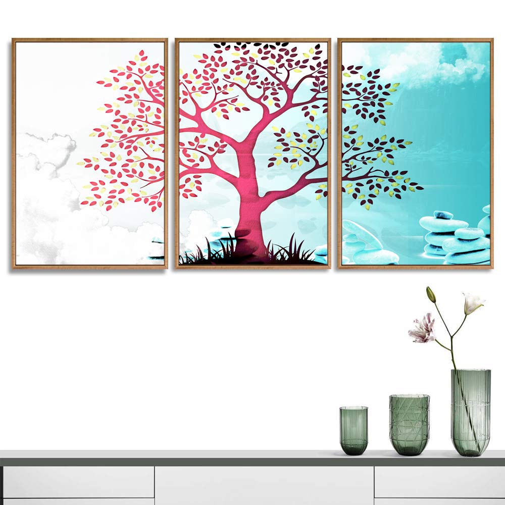 Wall26 3-Panel Abstract Tree Canvas Wall Art Set - 16x24 Inch Framed Modern Prints for Living Room & Bedroom Decor - Ready to Hang Home Decoration Perfect for Housewarming Gifts & Interior Design