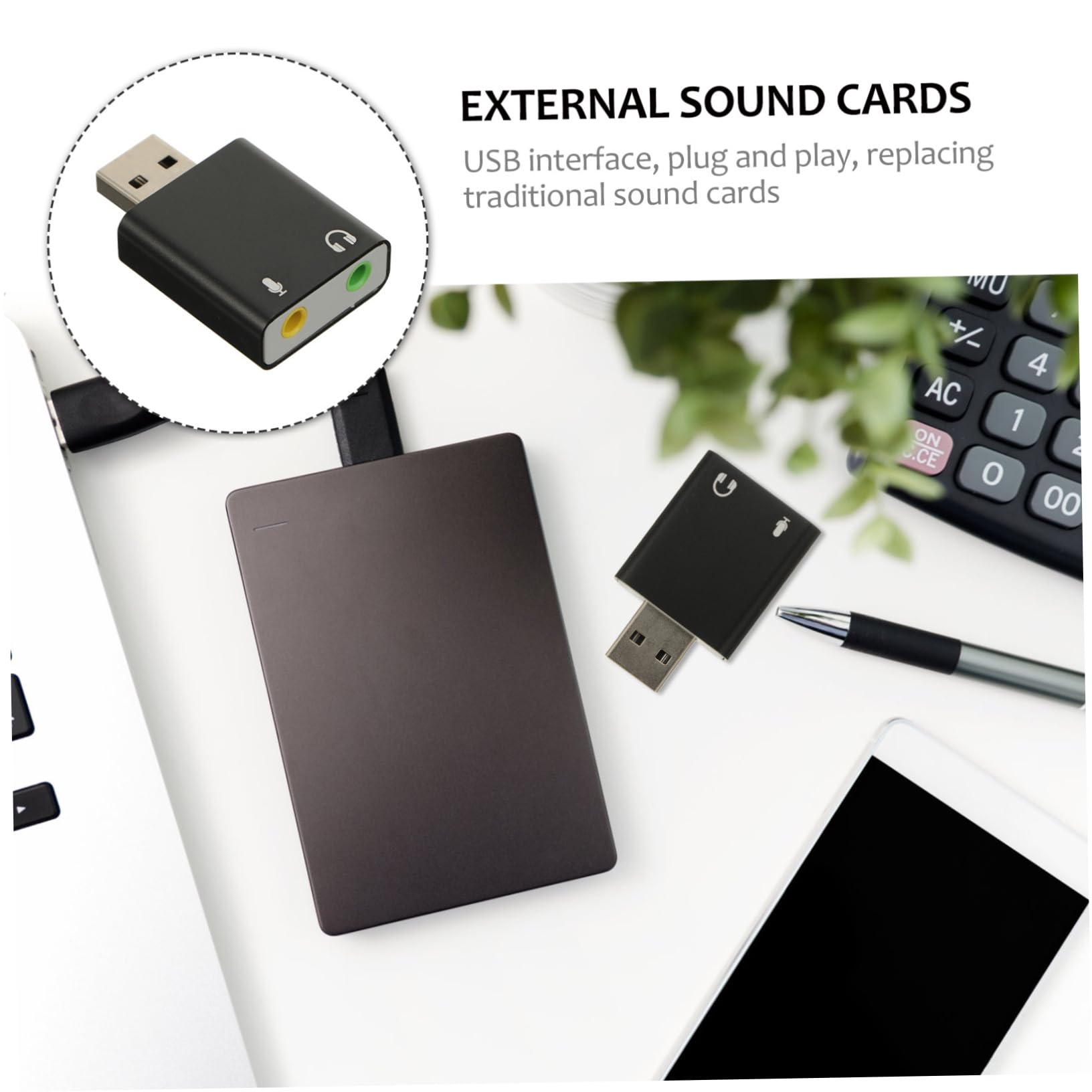 Uonlytech USB External Sound Card Adapter - Mini Stereo Sound for Laptop & Headphones - Portable Aluminum Alloy Design for Gaming & Calls