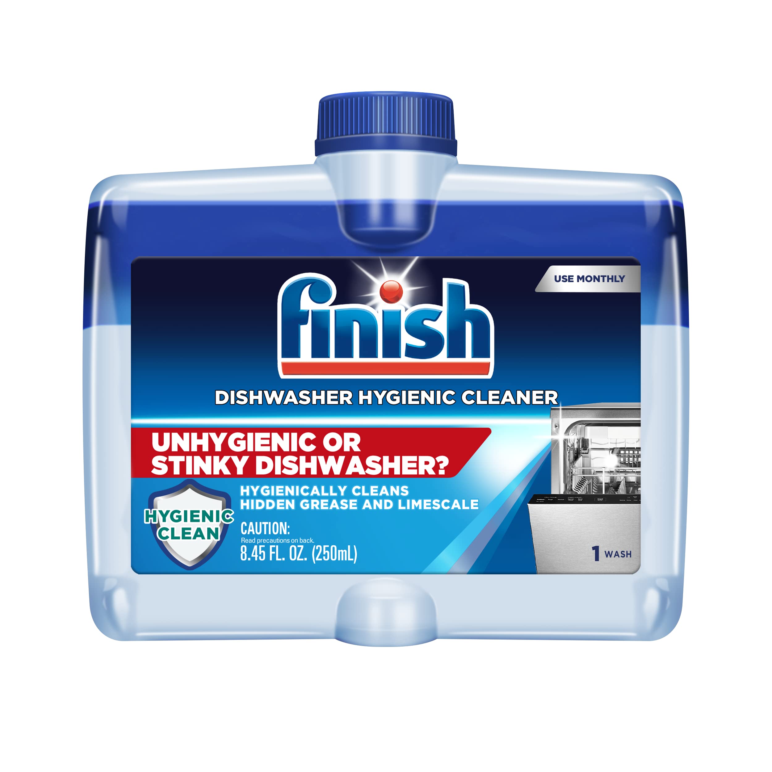 Finish Dual Action Dishwasher Cleaner - Removes Grease & Limescale, Fresh Lemon Scent, 8.45 oz (6 Pack) | Deep Cleans & Deodorizes Dishwashers | Perfect for Kitchen Appliances, Hard Water Areas & Regular Maintenance