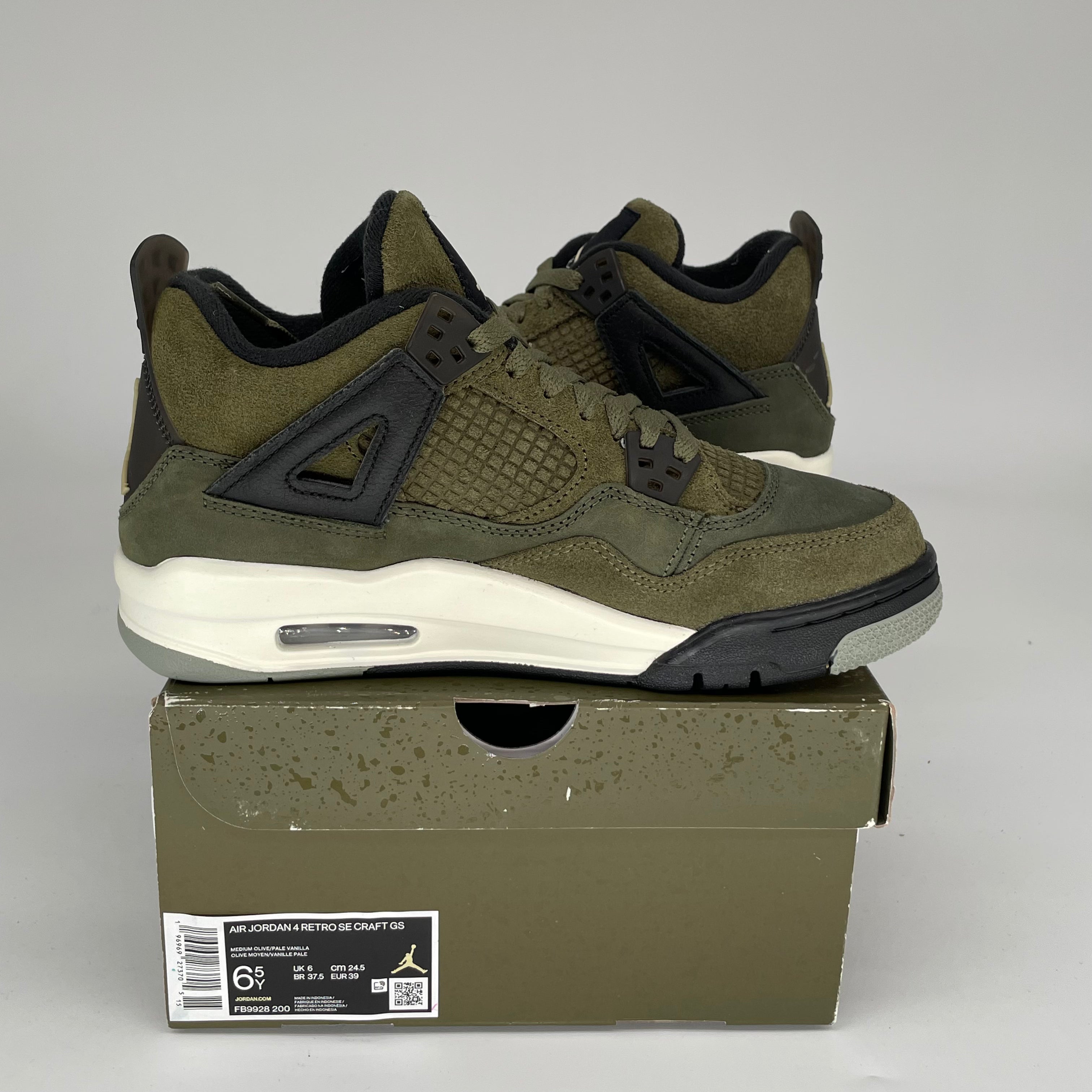 AIR JORDAN 4 CRAFT MEDIUM OLIVE Sneakers - Size 6.5Y (FB9928-200) - Retro Basketball Shoes for Men, Women & Kids - Perfect for Streetwear, Sports & Casual Fashion