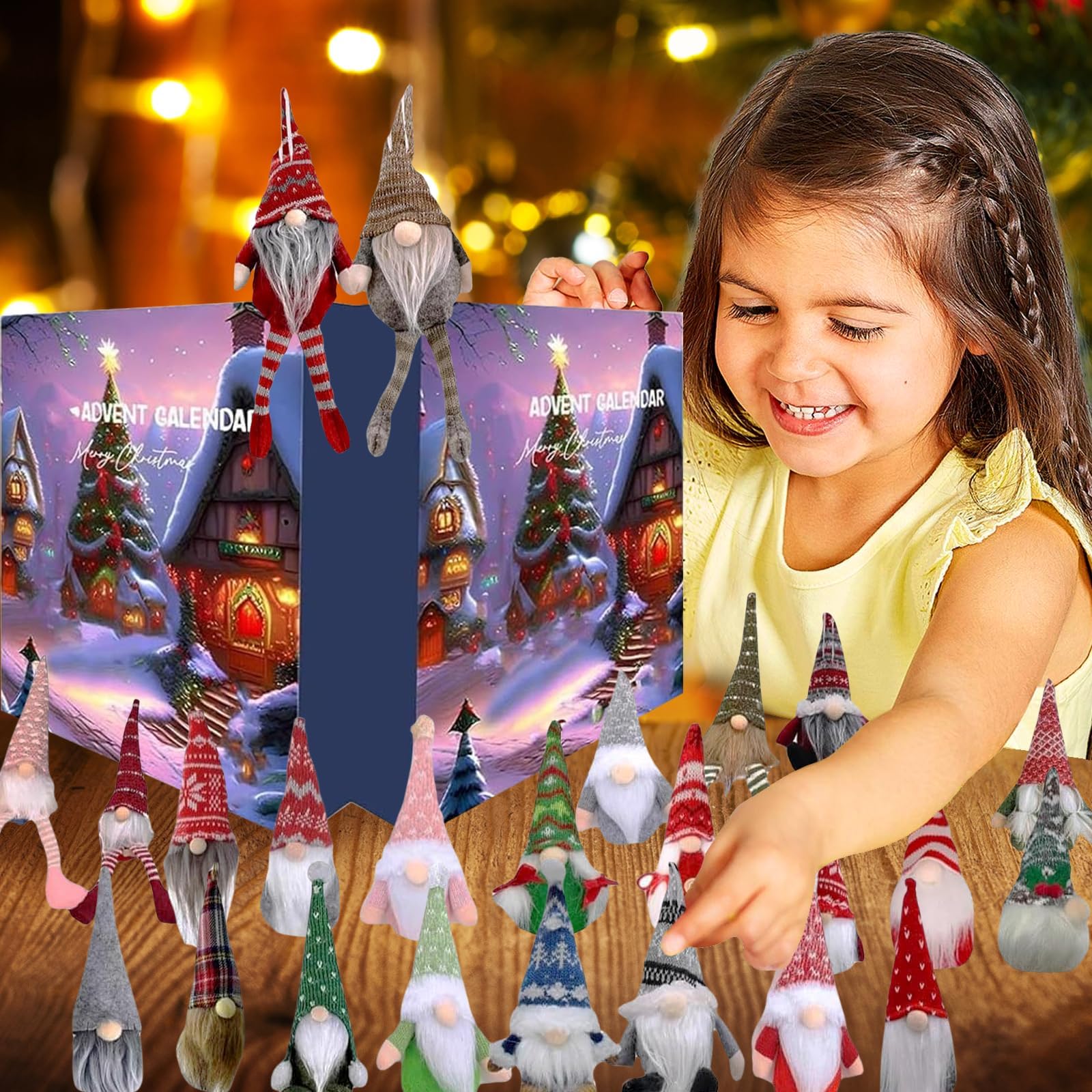 2024 Christmas Gnome Advent Calendar with 24 Plush Gnome Toys - 24 Day Countdown Calendar for Kids & Adults - Perfect Holiday Gift for Family & Friends - Home & Office Christmas Decor