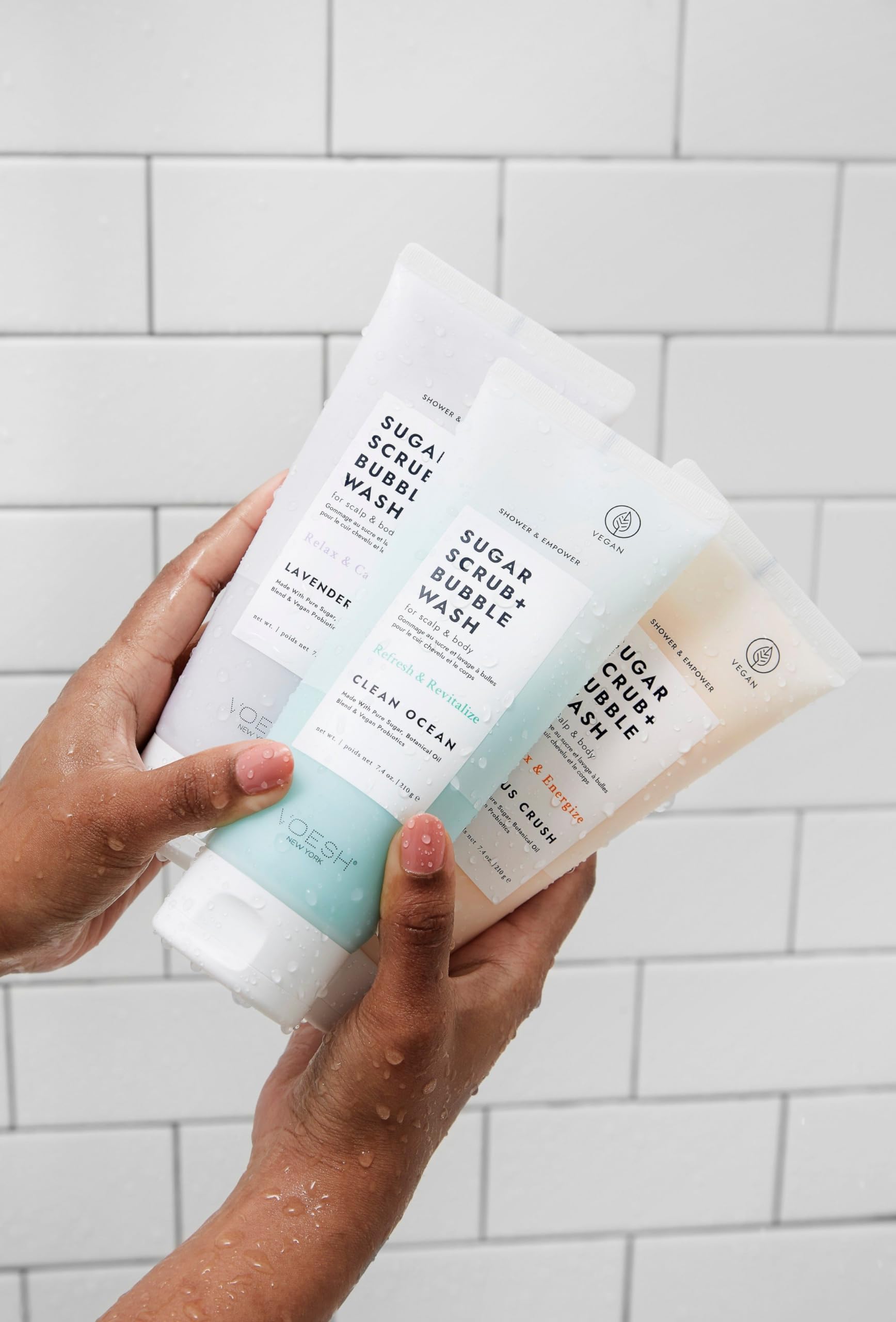 VOESH Sugar Scrub & Bubble Wash - Exfoliating Body Scrub with Citrus Crush for Smooth Skin | Vegan Scalp Scrub & Body Wash for Scalp Care | Perfect for Shower & Spa Day Self-Care Routine