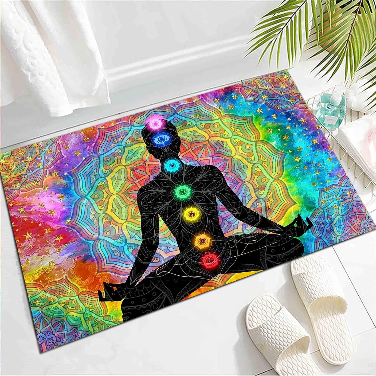 Chakra Meditation Rug 5' x 7' - Mandala Tree of Life Design, Soft Washable Carpet for Yoga, Nursery, Bedroom & Living Room Decor | Perfect for Meditation Spaces, Kids' Rooms and Boho Home Decor