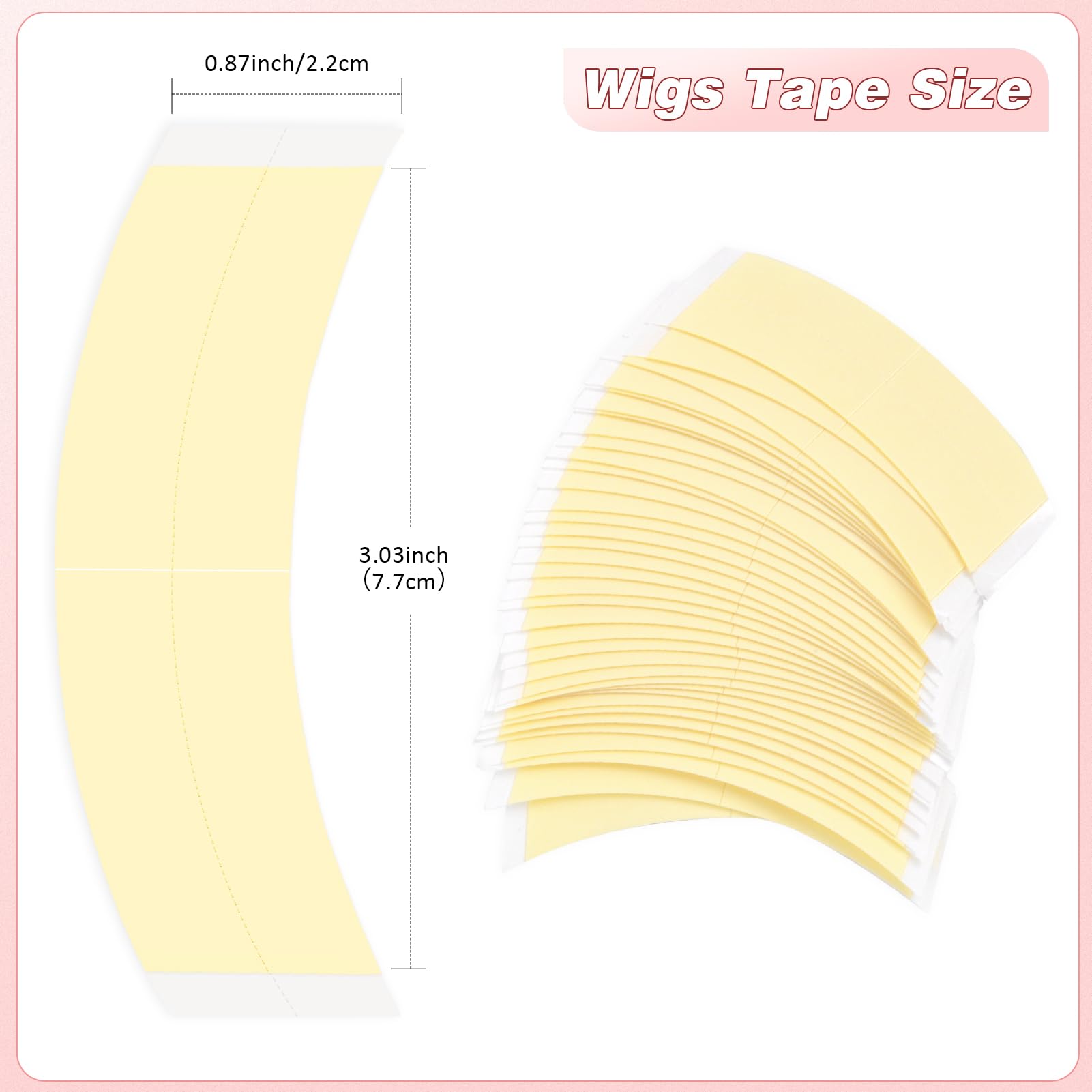 Vlasy 144 Pieces Wig Tape - Double Sided Toupee Tape, Waterproof & Invisible Hair Adhesive for Lace Front Wigs, Full Cap Wigs & Hair Extensions - Strong Hold for All-Day Wear (Perfect for Daily Use, Cosplay & Special Events)