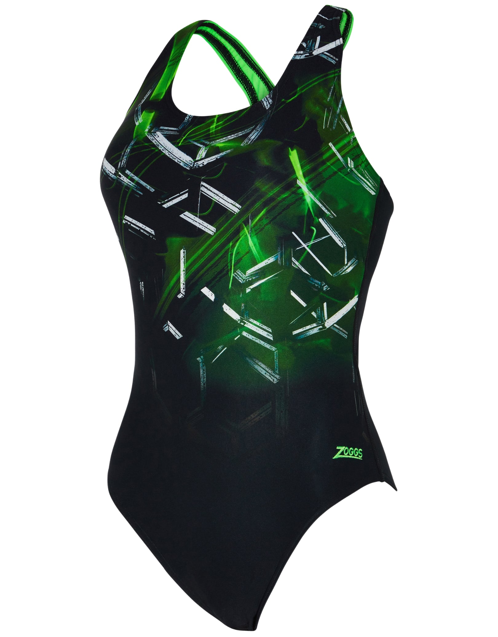 Alloy Actionback Swimsuit for Women - High Performance Black & Green Swimwear for Surfing, Beach Volleyball & Water Sports
