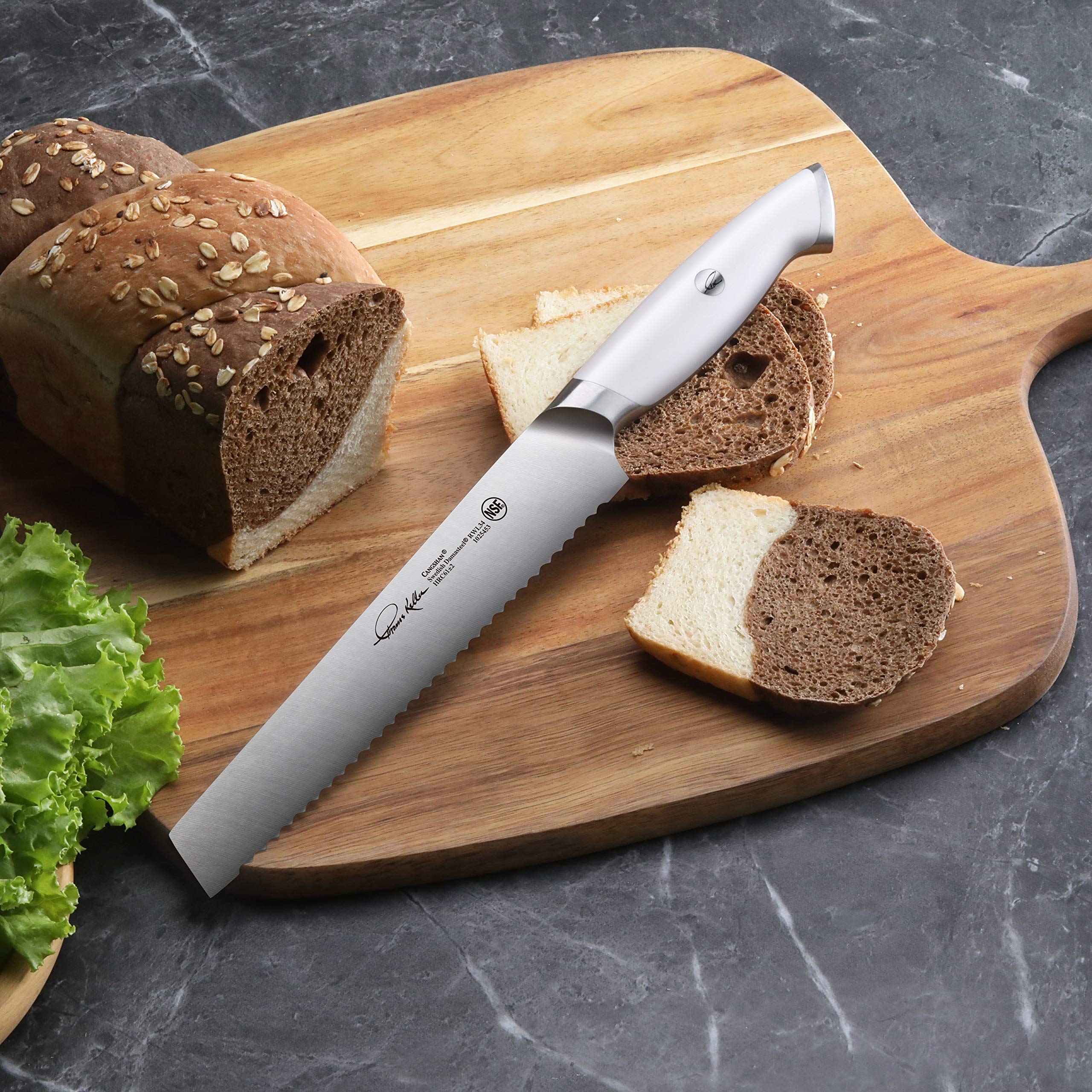 Cangshan Thomas Keller Signature 8-Inch Swedish Powder Steel Forged Bread Knife - Professional Chef's Knife for Sourdough, Baguettes & Artisan Bread Baking - Perfect for Home Kitchens & Gourmet Cooking