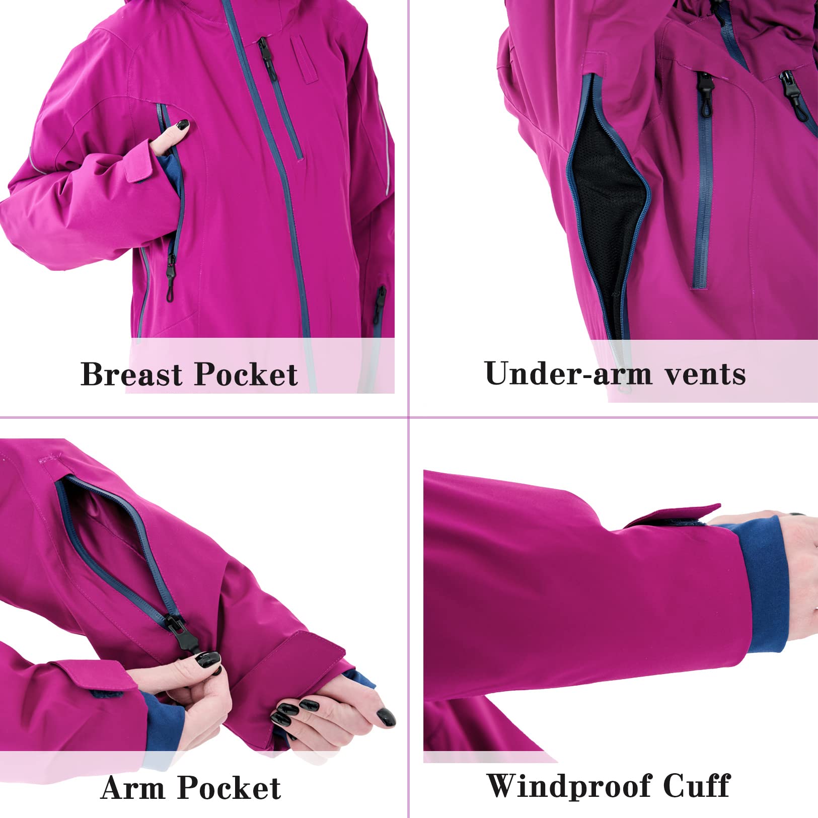 Women's One Piece Ski Suit - Windproof & Waterproof Snowsuit with Detachable Hood - Warm & Breathable for Snowboarding, Skiing & Winter Sports - Perfect for Snow Resorts & Cold Weather Adventures