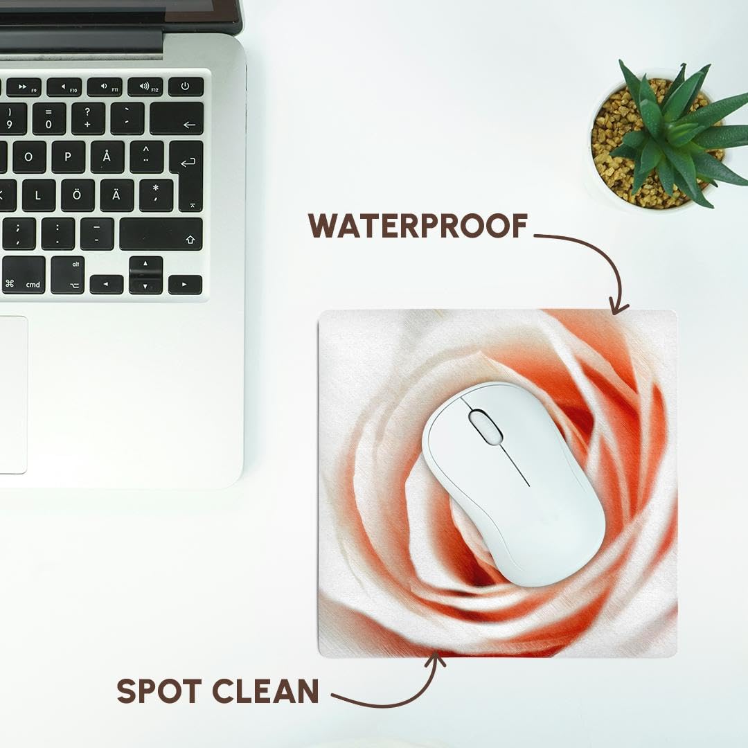 3drose Peach Rose Drawing Effect Mouse Pad - Non-Slip Desk Mat for Office, Gaming & Computer Workstations