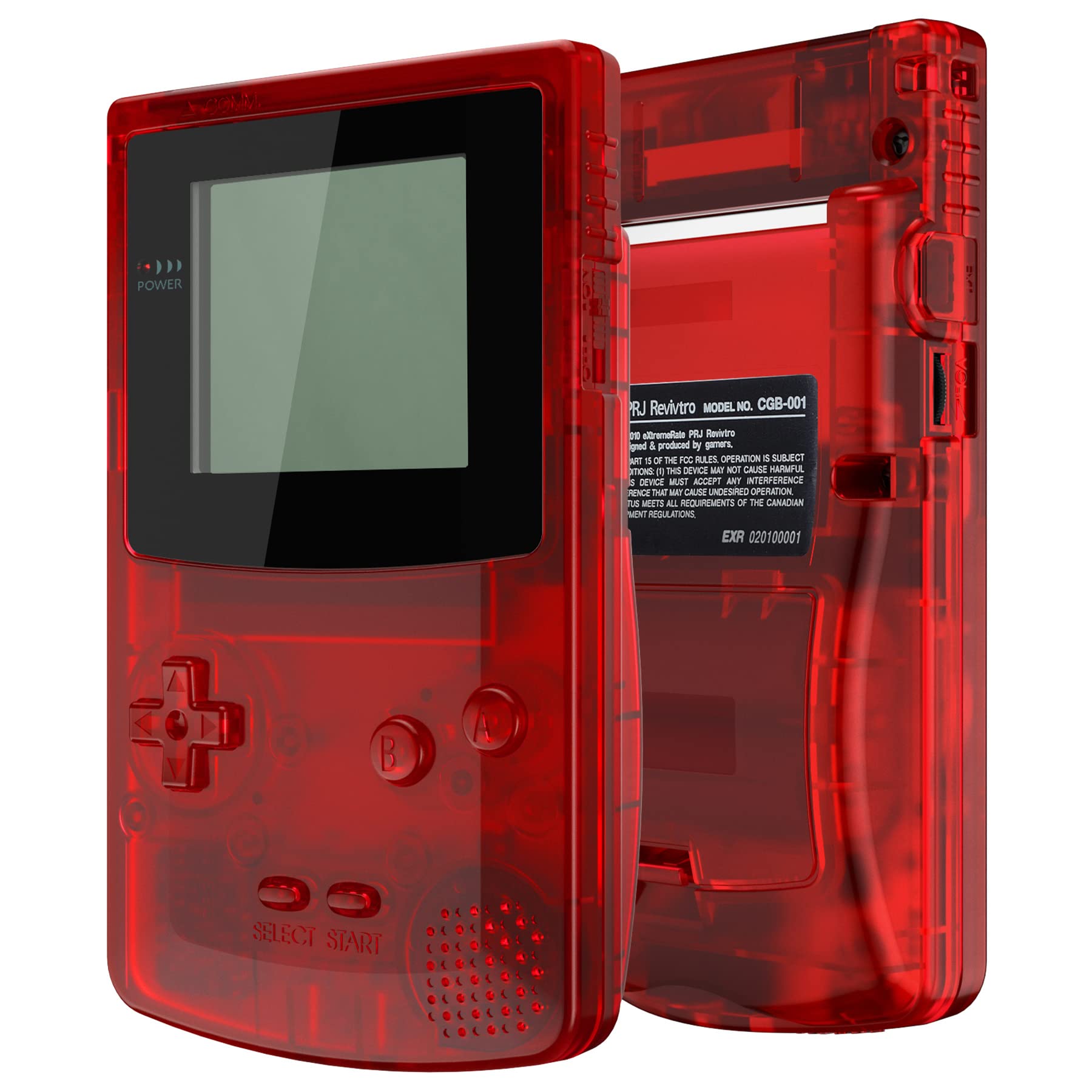eXtremeRate Clear Red Replacement Shell Full Housing Cover & Buttons for Gameboy Color (GBC) - Compatible with OSD IPS, Regular IPS & Standard LCD Screens - DIY Console Repair & Retro Gaming Accessory - Perfect for Gameboy Color Modding & Customization Projects