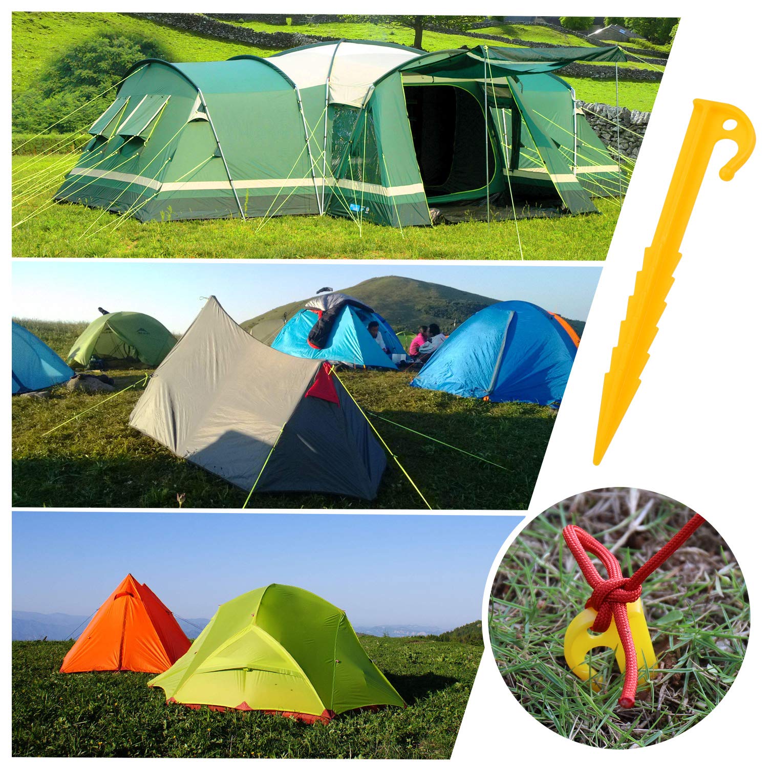 ZOCIPRO 30pcs Screw-in Tent Pegs - Durable Plastic Camping Ground Stakes for Windproof Tents & Canopies