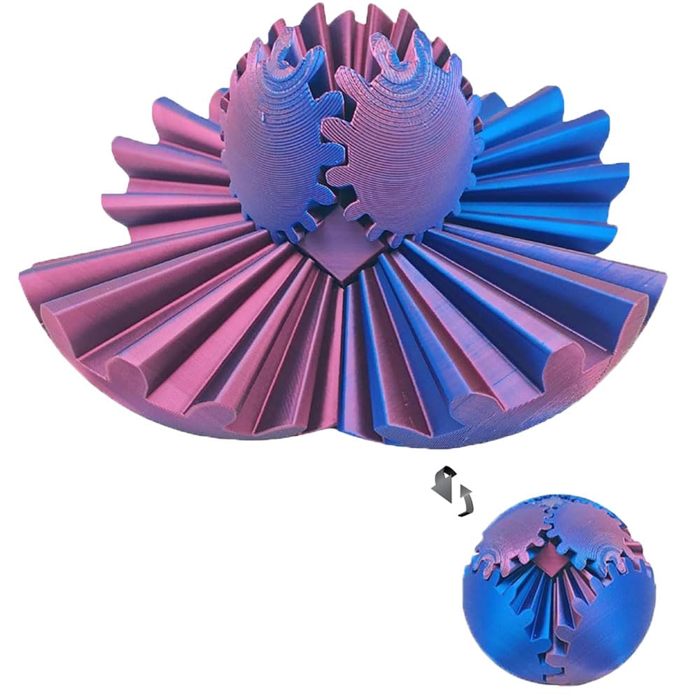 3D Printed Gear Ball Fidget Toy - Stress Relief Gear Sphere, Spin Cube Desk Toy for Anxiety & Focus | Perfect for Office, Classroom & ADHD Sensory Play